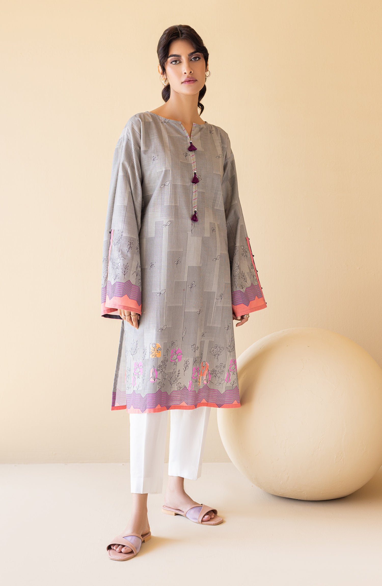 HCS-S-22-102 BEIGE KHADDAR SCSHIRT READY TO WEAR SHIRT