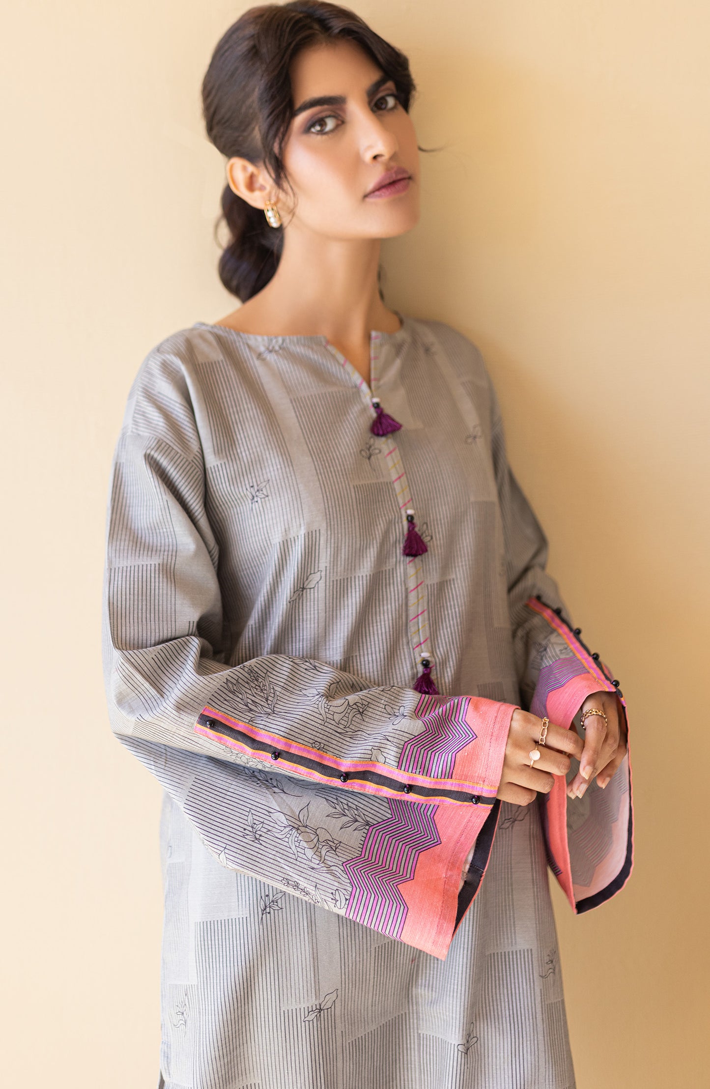 HCS-S-22-102 BEIGE KHADDAR SCSHIRT READY TO WEAR SHIRT