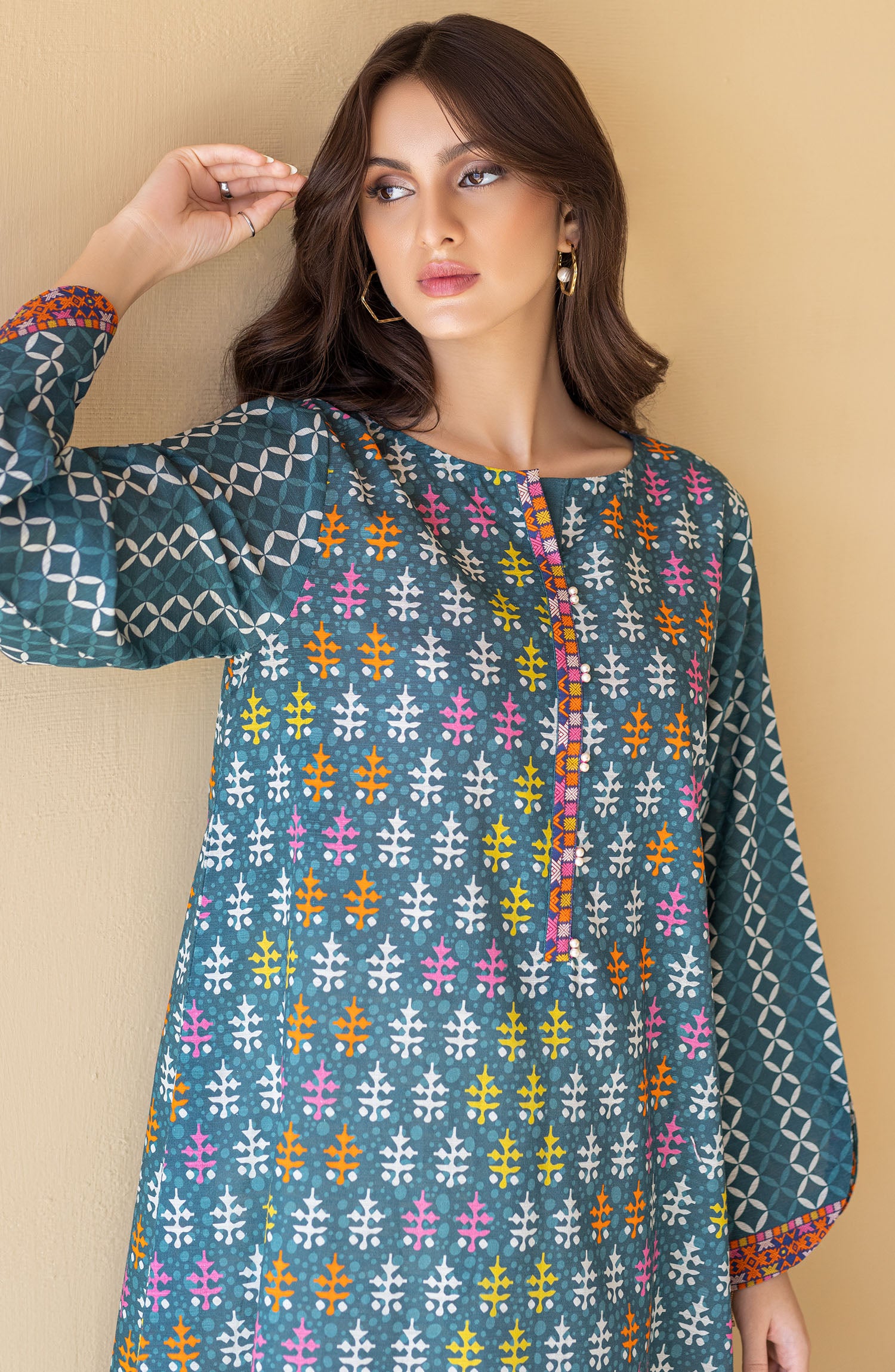 HCS-S-22-096 TEAL KHADDAR SCSHIRT READY TO WEAR SHIRT