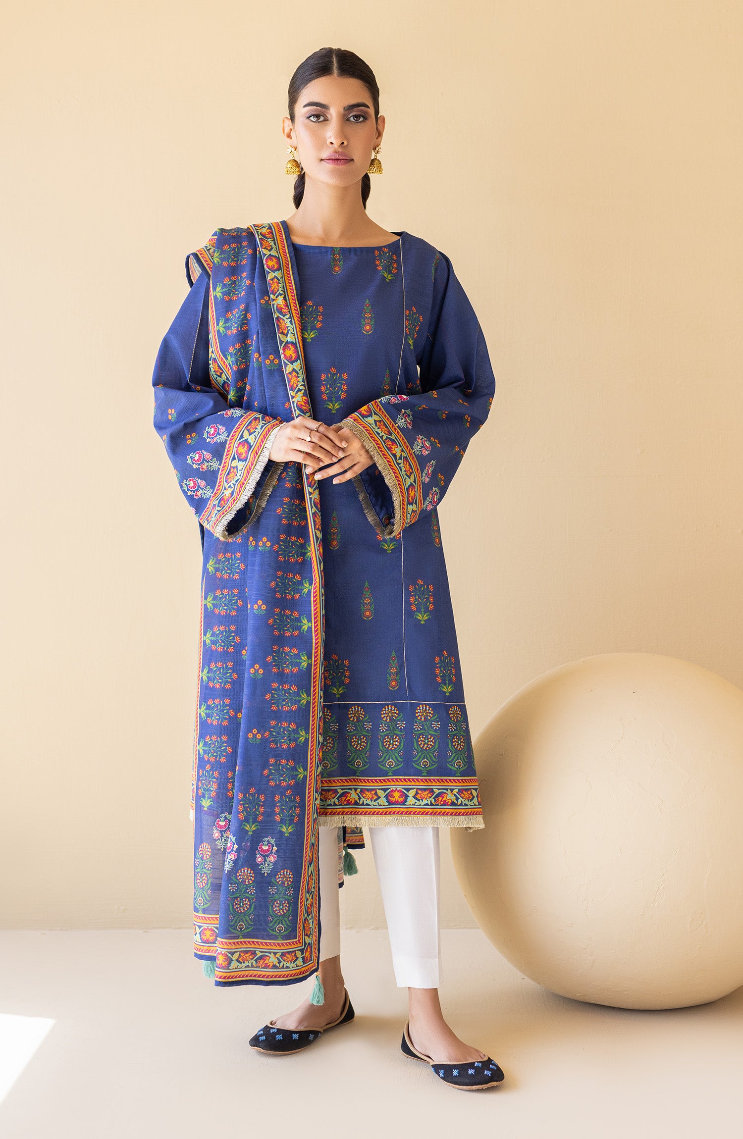 NRDS-22-048/U BLUE KHADDAR  UNSTITCHED SHIRT DUPATTA