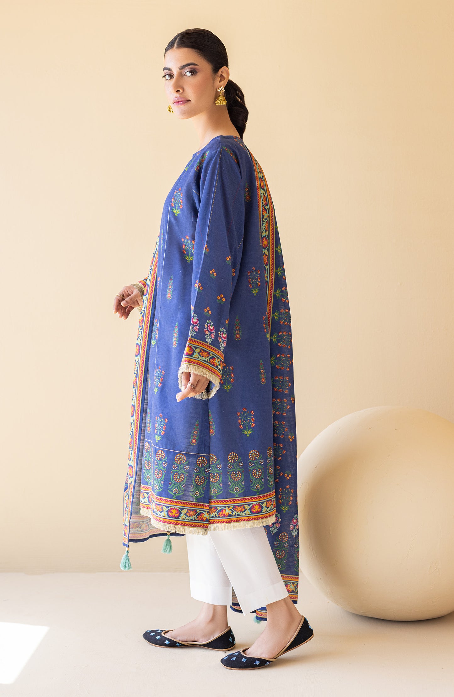 NRDS-22-048/U BLUE KHADDAR  UNSTITCHED SHIRT DUPATTA
