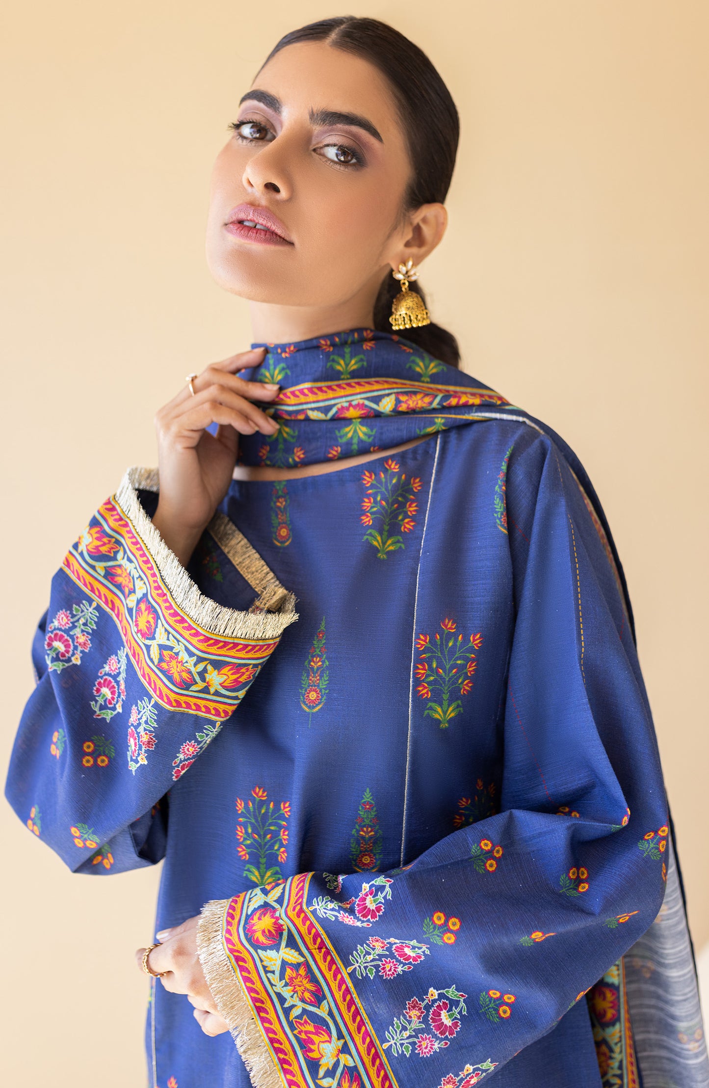 NRDS-22-048/U BLUE KHADDAR  UNSTITCHED SHIRT DUPATTA