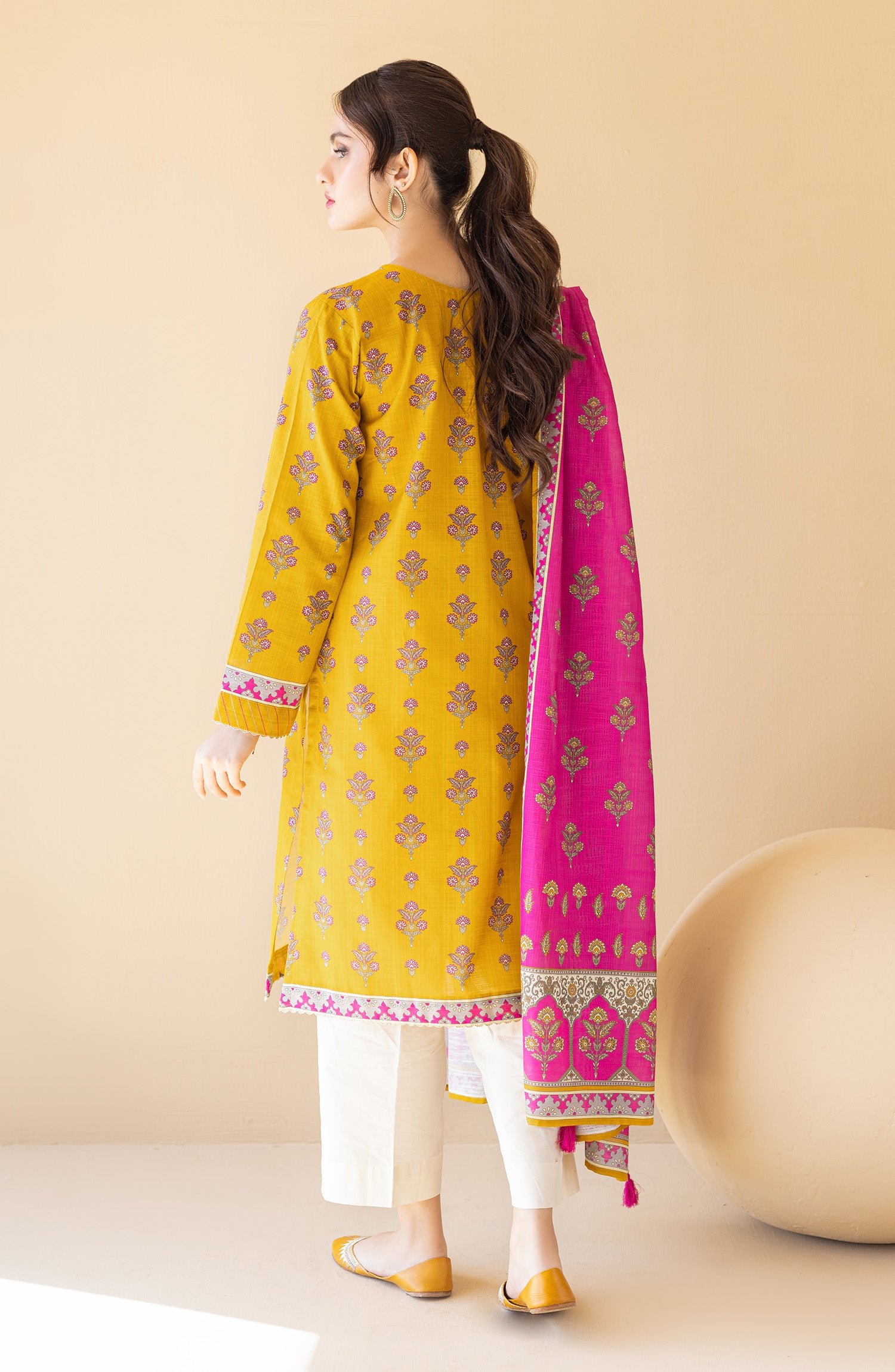 NRDS-22-050/U YELLOW KHADDAR  UNSTITCHED SHIRT DUPATTA