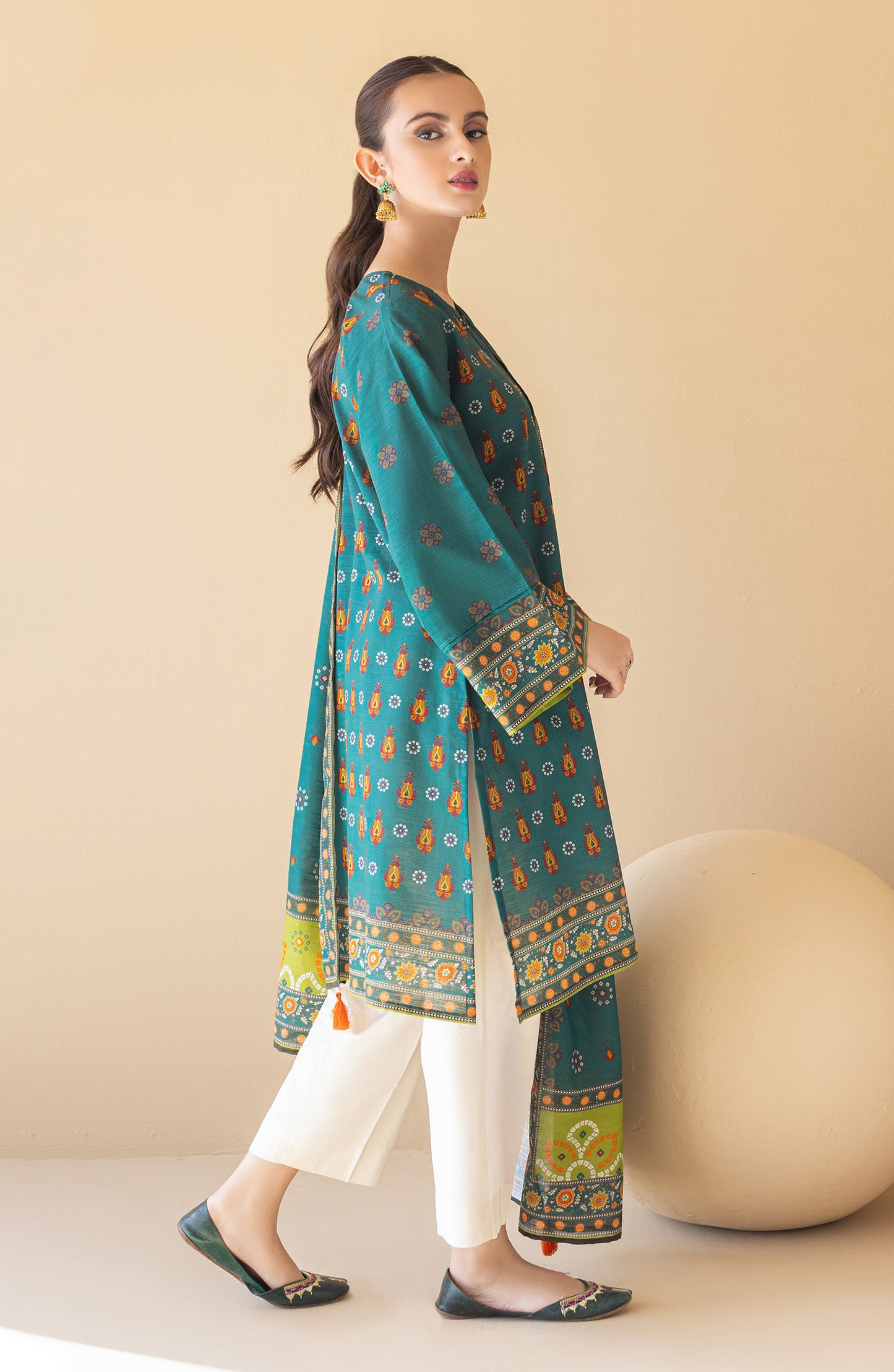 NRDS-22-045/U TEAL KHADDAR  UNSTITCHED SHIRT DUPATTA
