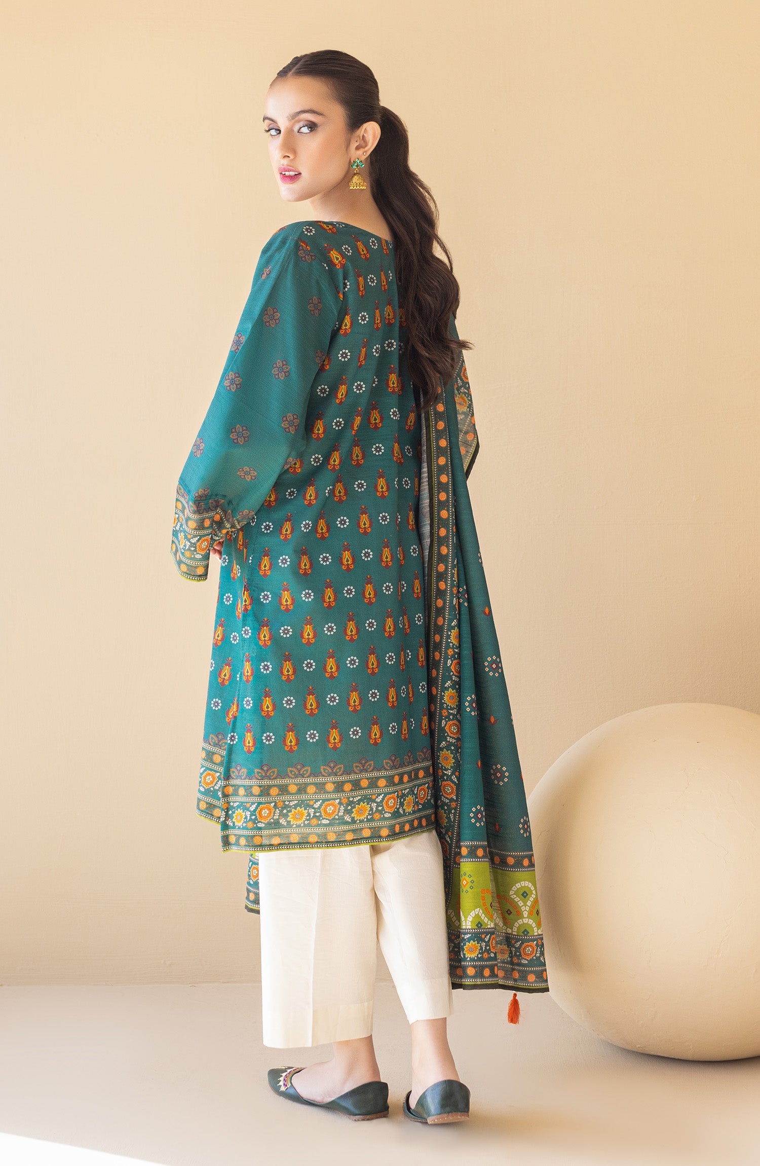 NRDS-22-045/U TEAL KHADDAR  UNSTITCHED SHIRT DUPATTA