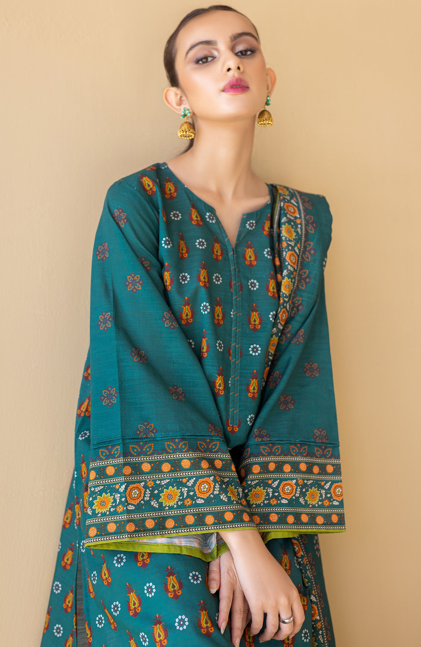 NRDS-22-045/U TEAL KHADDAR  UNSTITCHED SHIRT DUPATTA