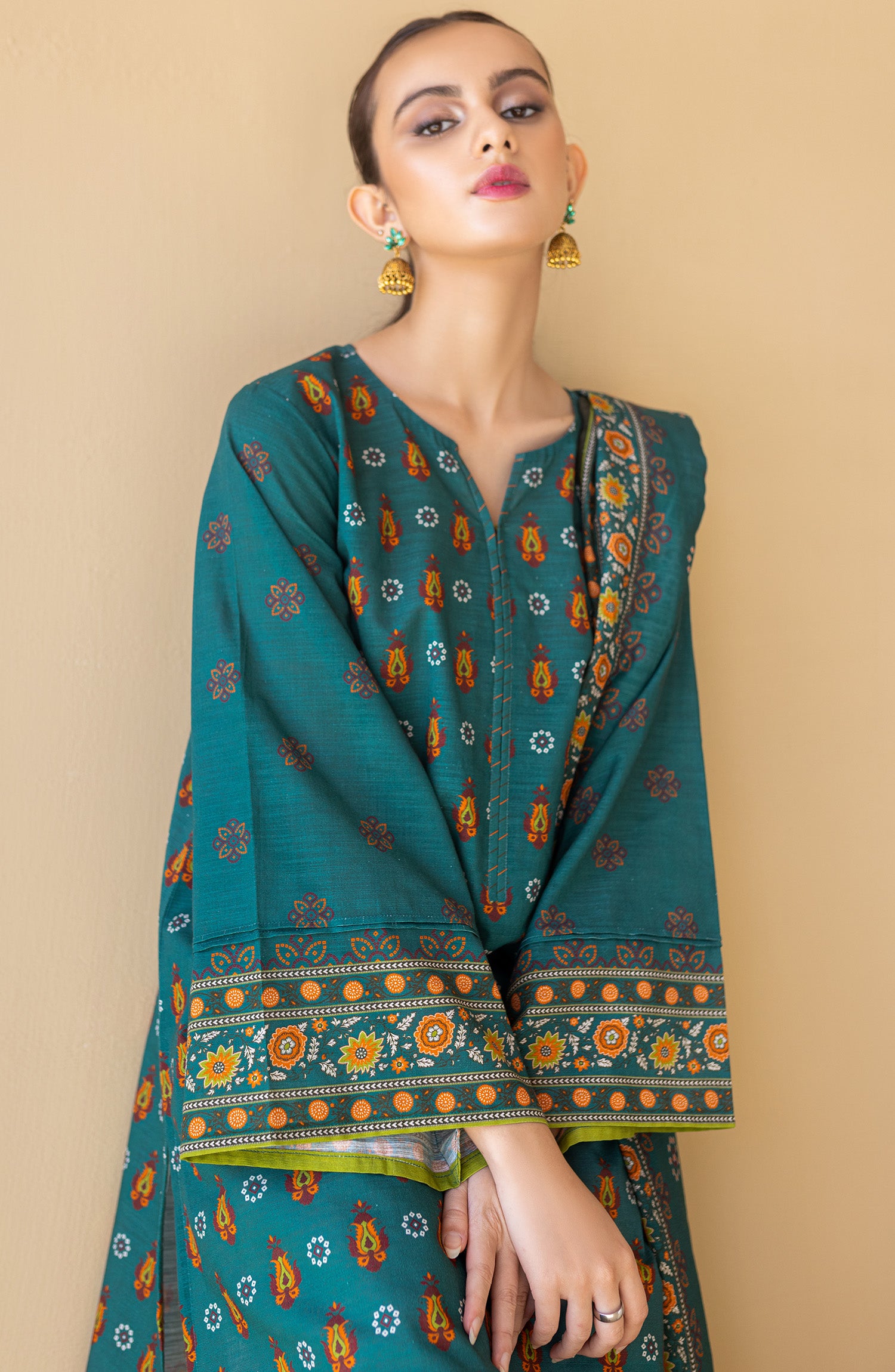 NRDS-22-045/U TEAL KHADDAR  UNSTITCHED SHIRT DUPATTA