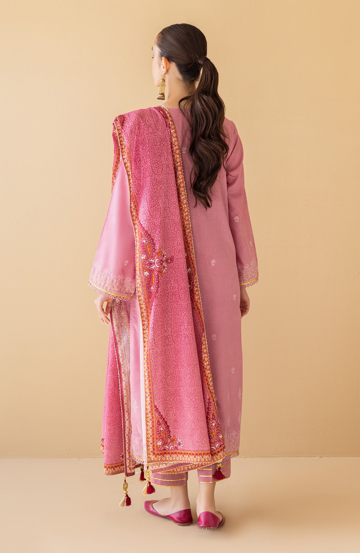 OTL-22-247/U PINK KARANDI  UNSTITCHED SHIRT DUPATTA PANTS