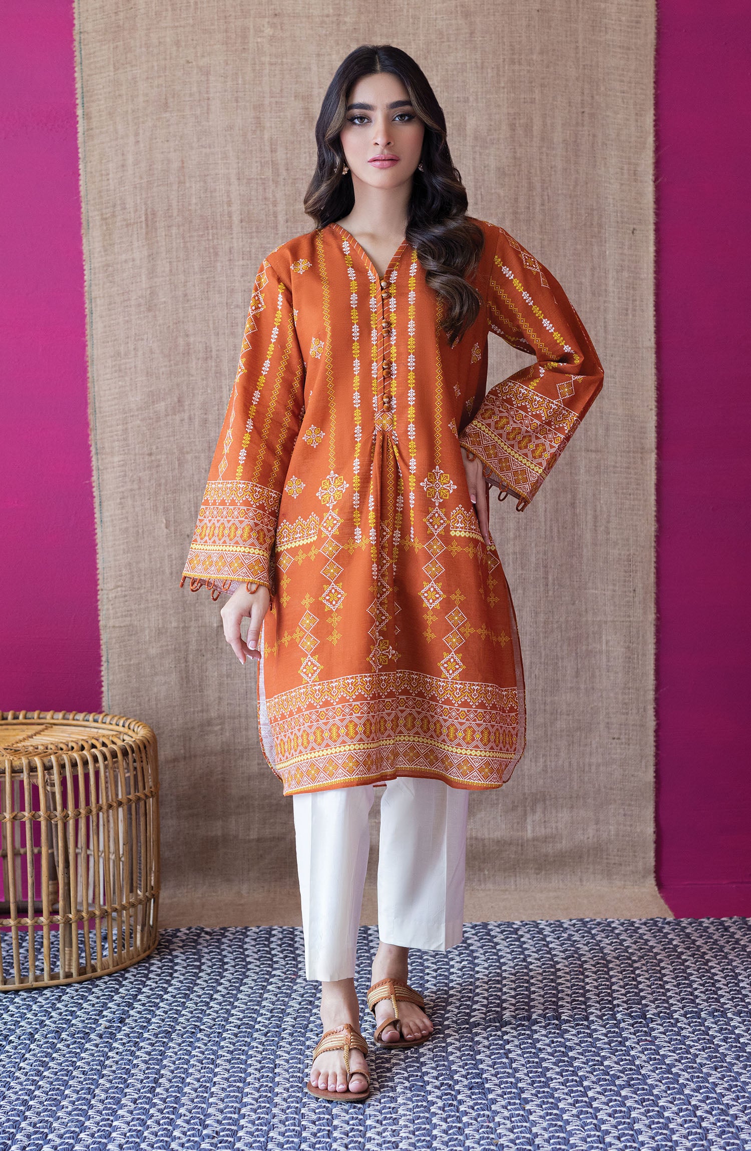 HCS-S-22-106/U RUST KHADDAR SCSHIRT UNSTITCHED SHIRT