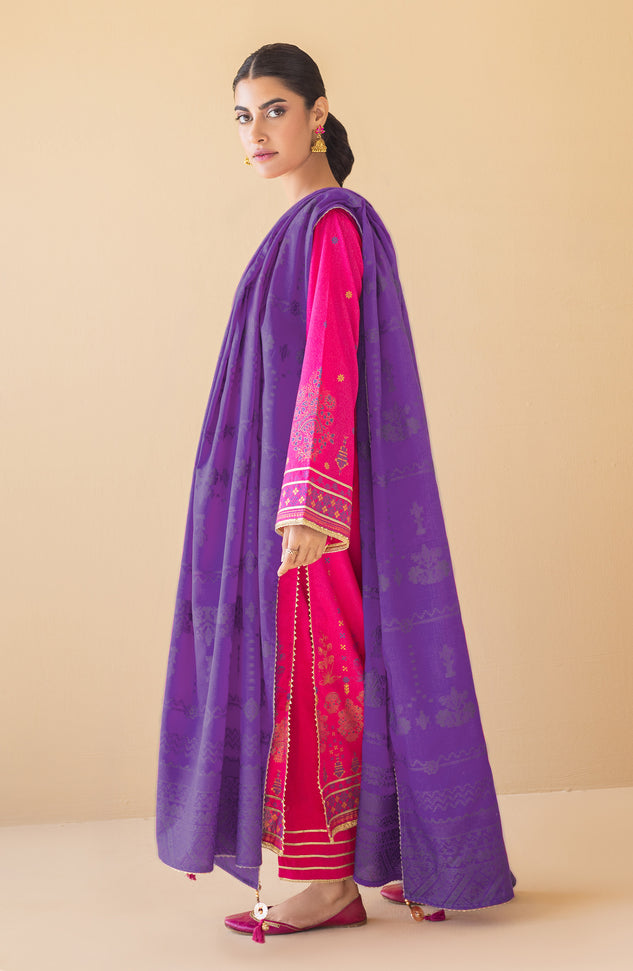 OTL-22-063/U PINK KARANDI  UNSTITCHED SHIRT DUPATTA PANTS