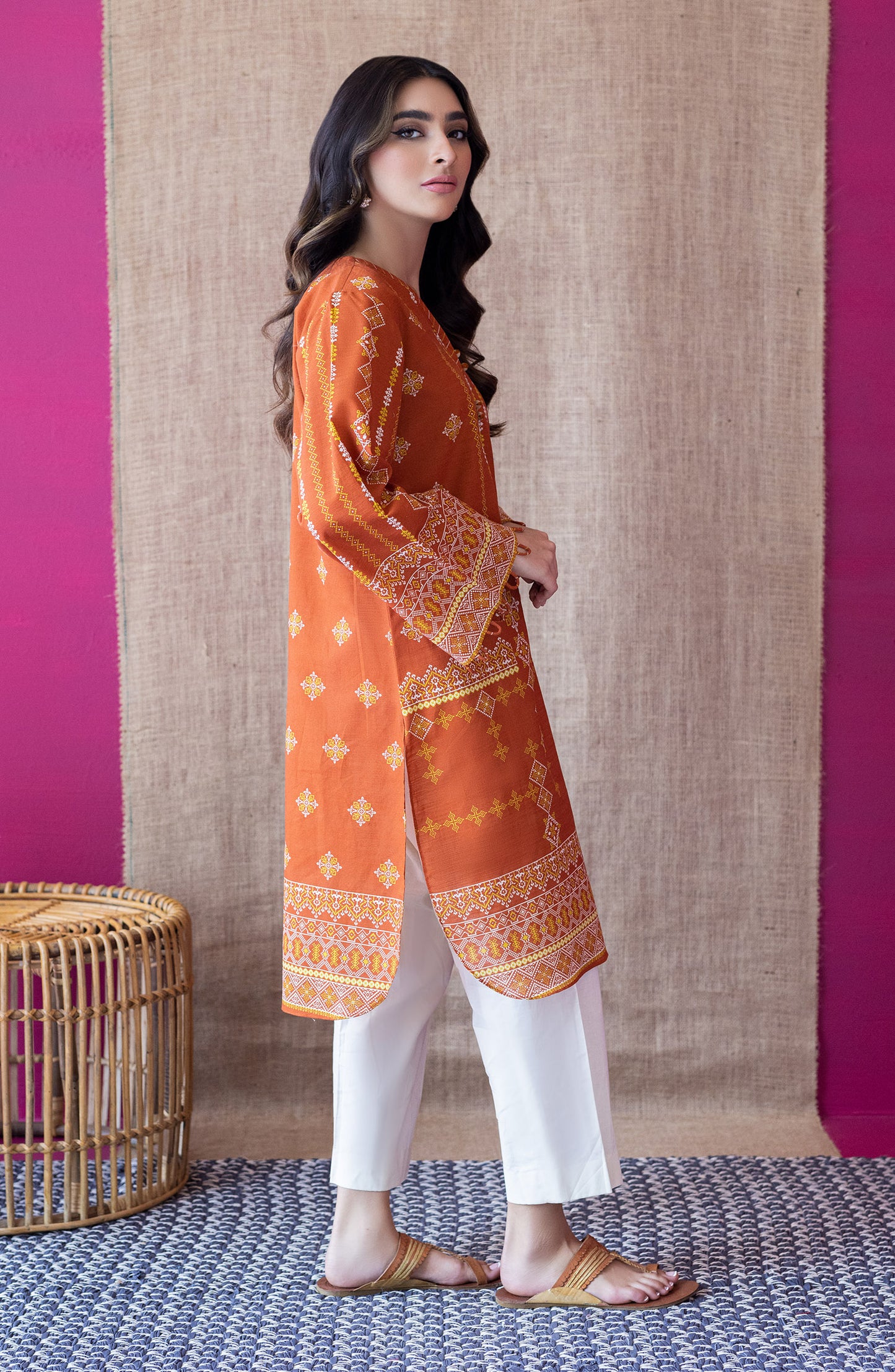 HCS-S-22-106/U RUST KHADDAR SCSHIRT UNSTITCHED SHIRT