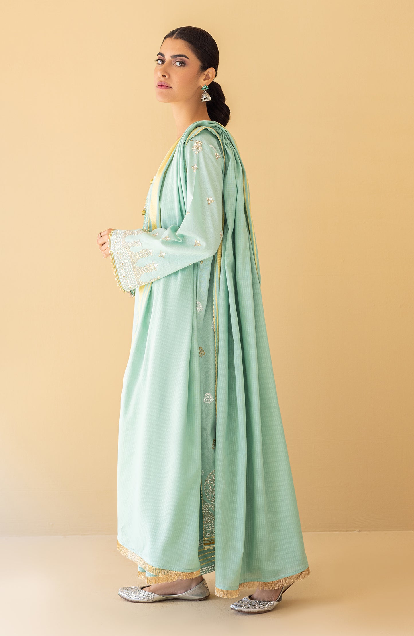OTL-22-157/U LIGHT BLUE KARANDI  UNSTITCHED SHIRT DUPATTA PANTS
