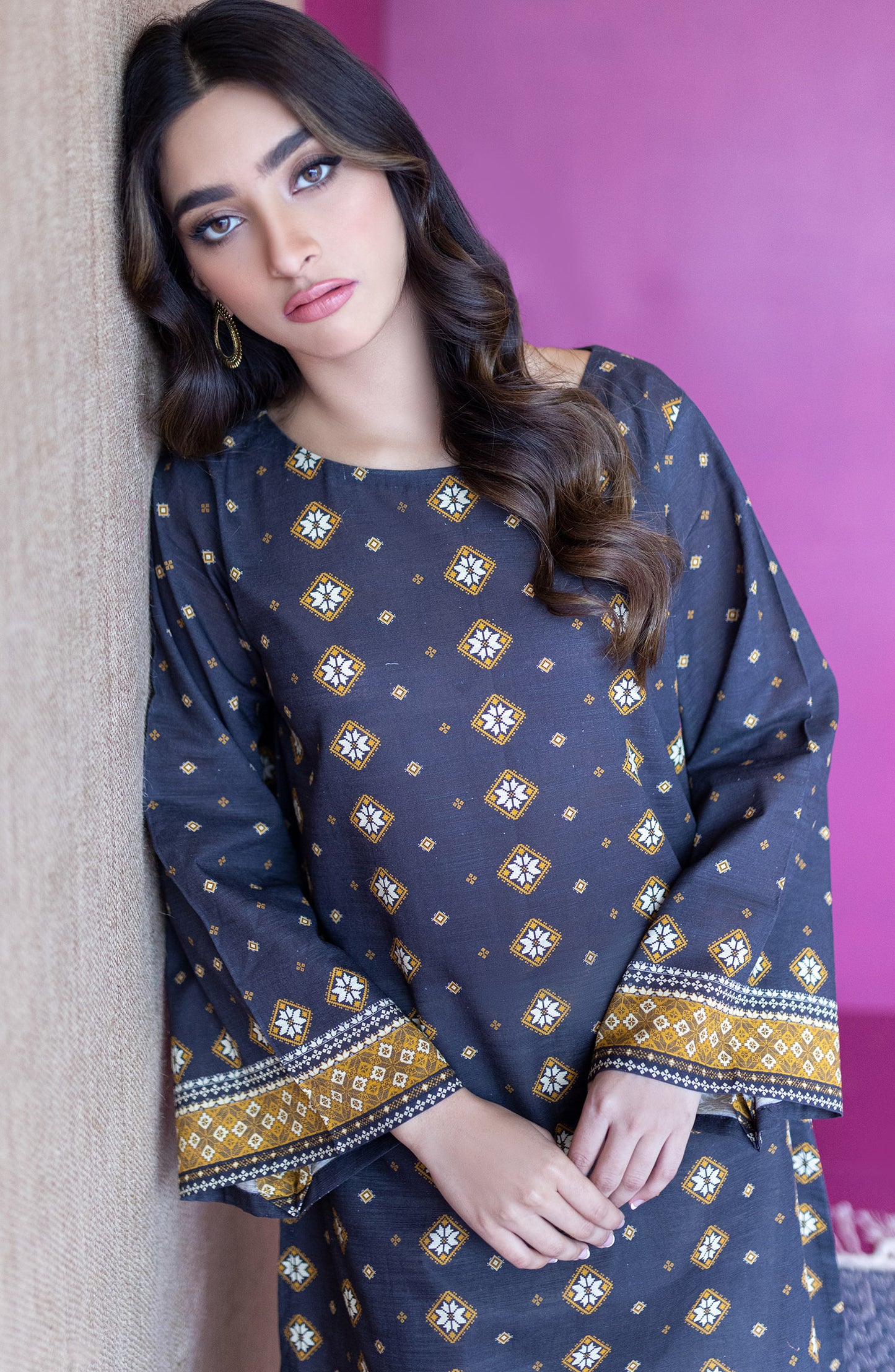 HCS-S-22-105/U BROWN KHADDAR SCSHIRT UNSTITCHED SHIRT