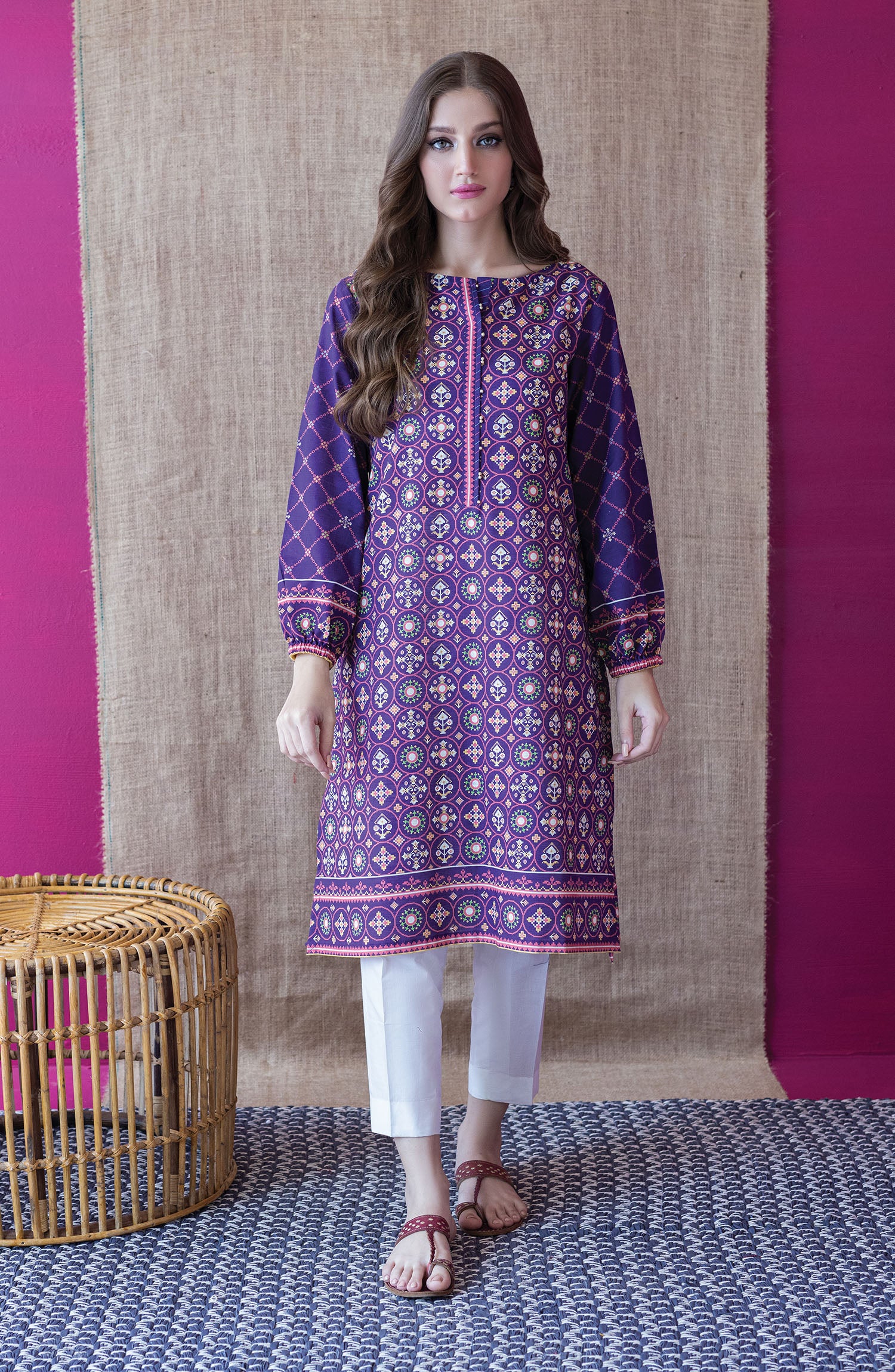 HCS-S-22-108/U PURPLE KHADDAR SCSHIRT UNSTITCHED SHIRT