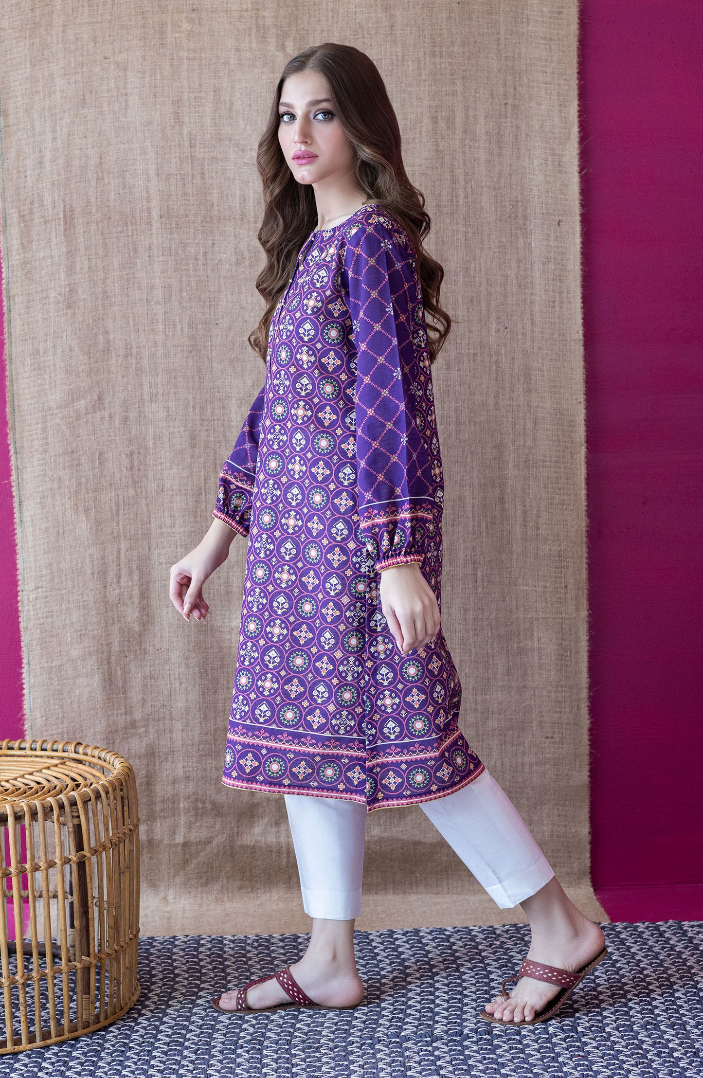 HCS-S-22-108/U PURPLE KHADDAR SCSHIRT UNSTITCHED SHIRT