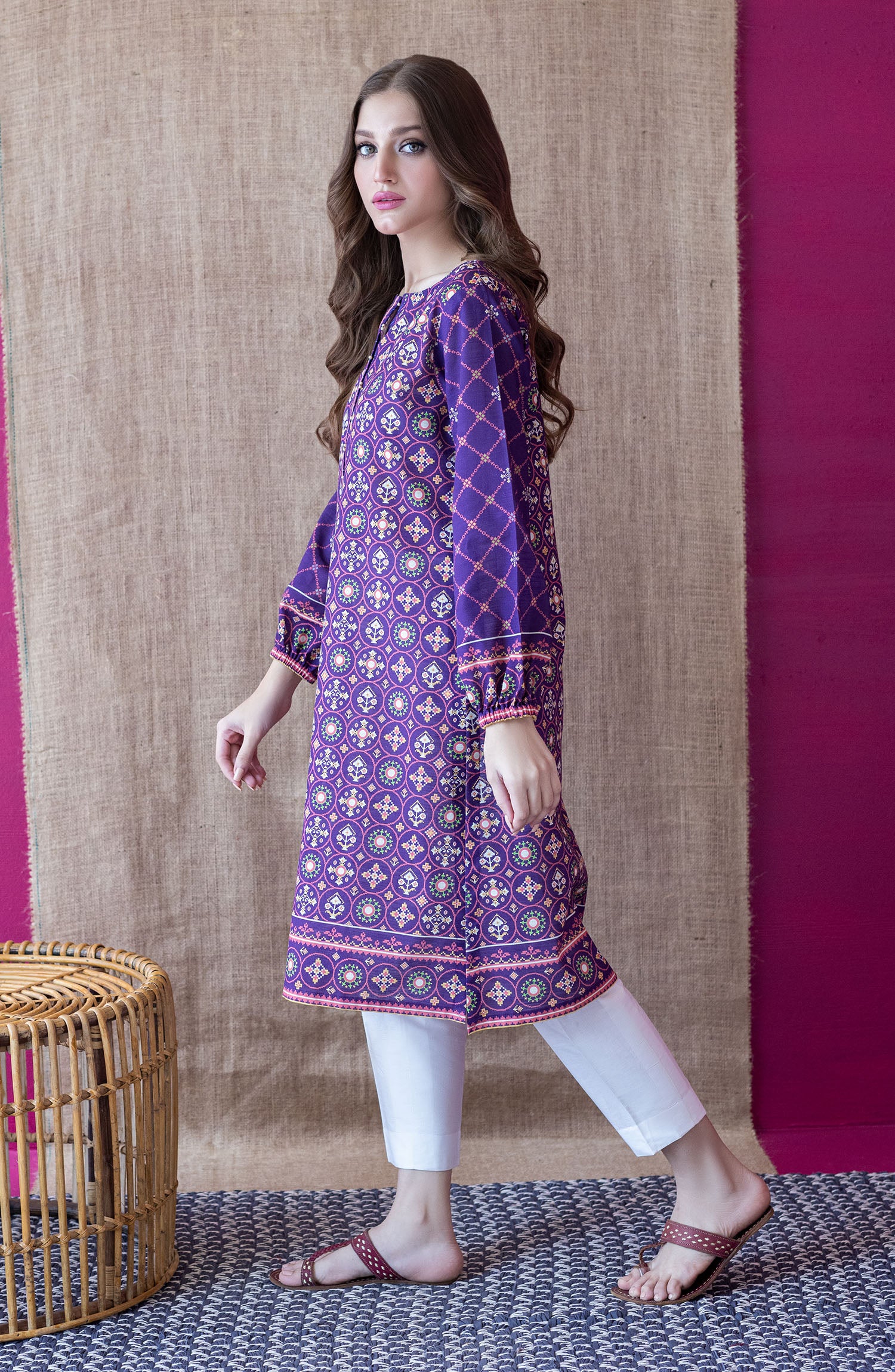 HCS-S-22-108/U PURPLE KHADDAR SCSHIRT UNSTITCHED SHIRT