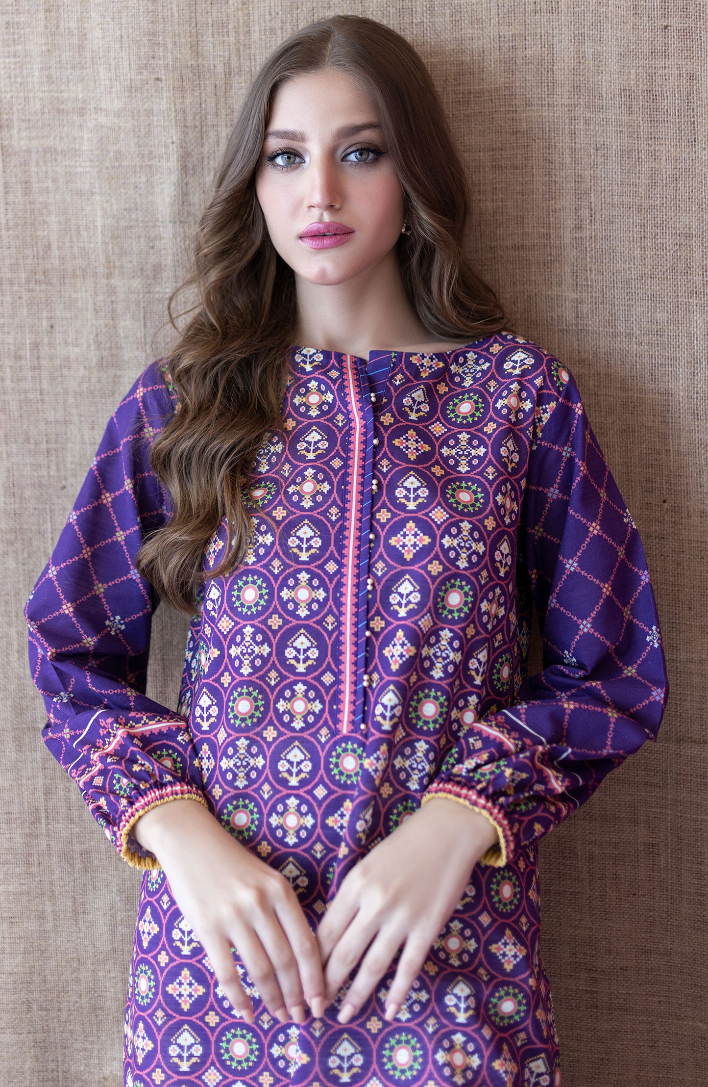 HCS-S-22-108/U PURPLE KHADDAR SCSHIRT UNSTITCHED SHIRT