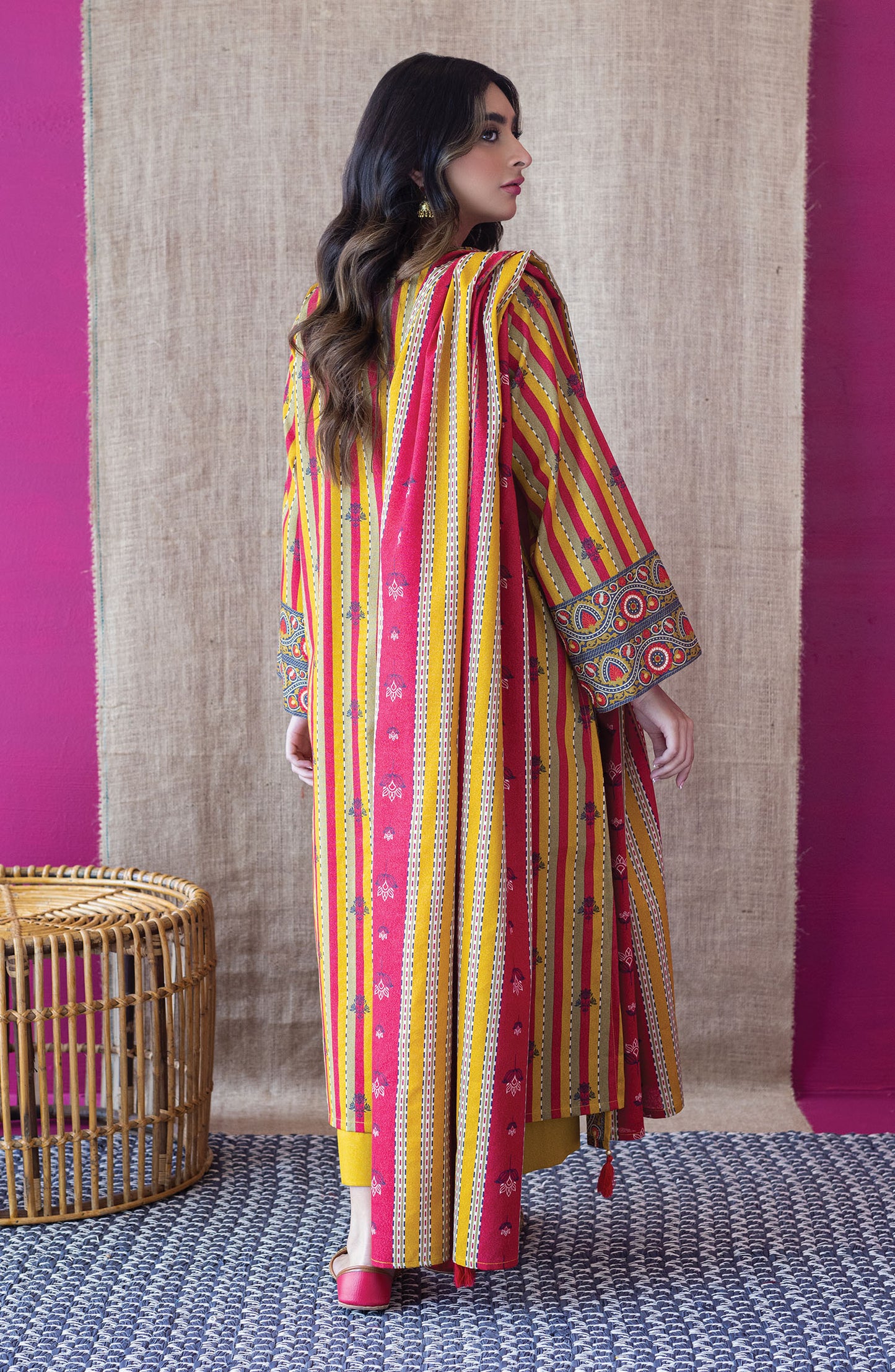 OTL-22-222/U MUSTARD KARANDI  UNSTITCHED SHIRT DUPATTA PANTS