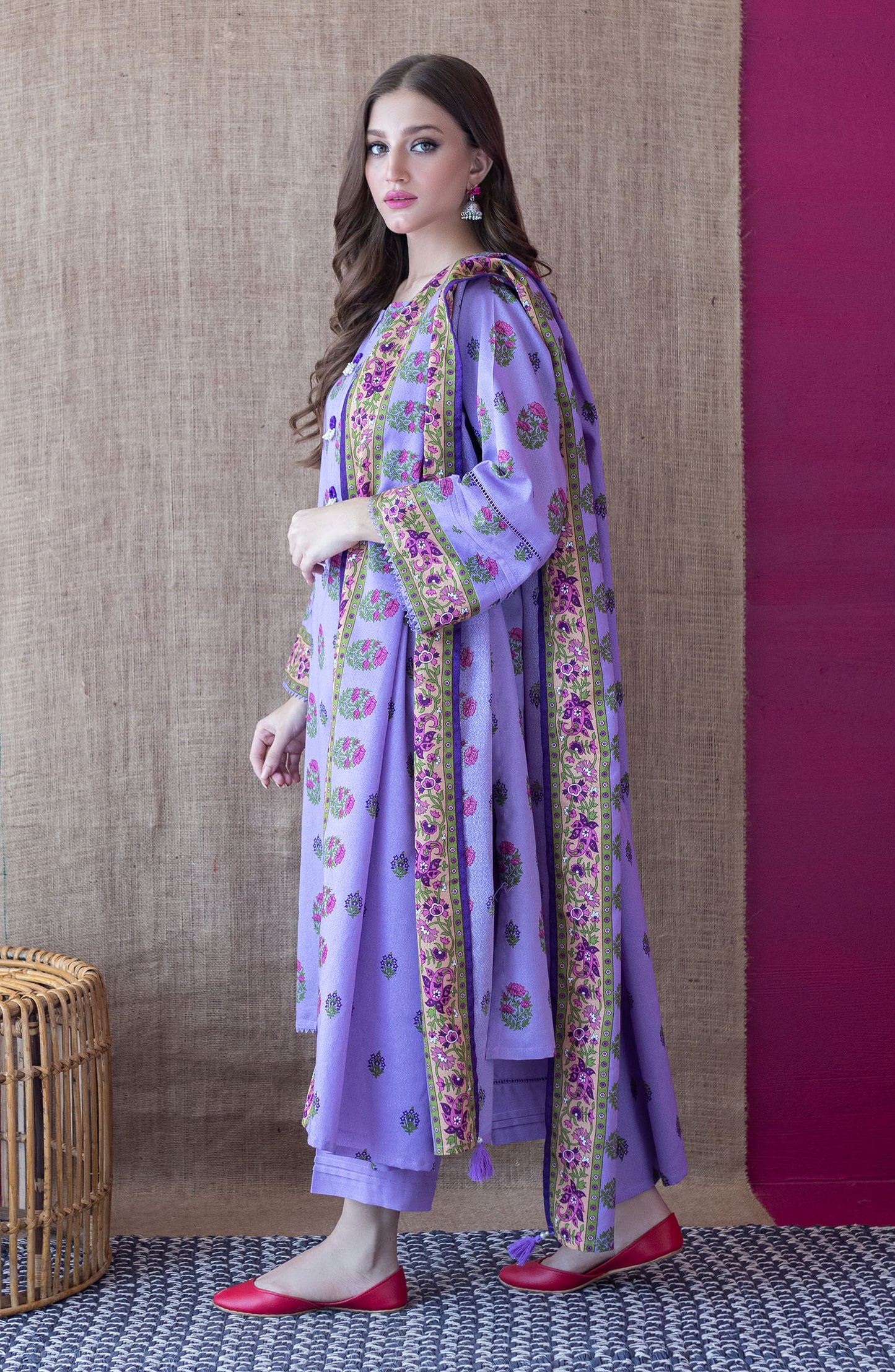 OTL-22-220/U Lilac KARANDI  UNSTITCHED SHIRT DUPATTA PANTS