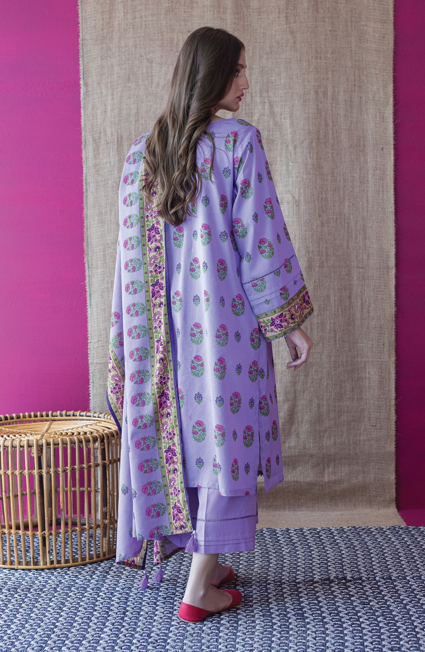 OTL-22-220/U Lilac KARANDI  UNSTITCHED SHIRT DUPATTA PANTS