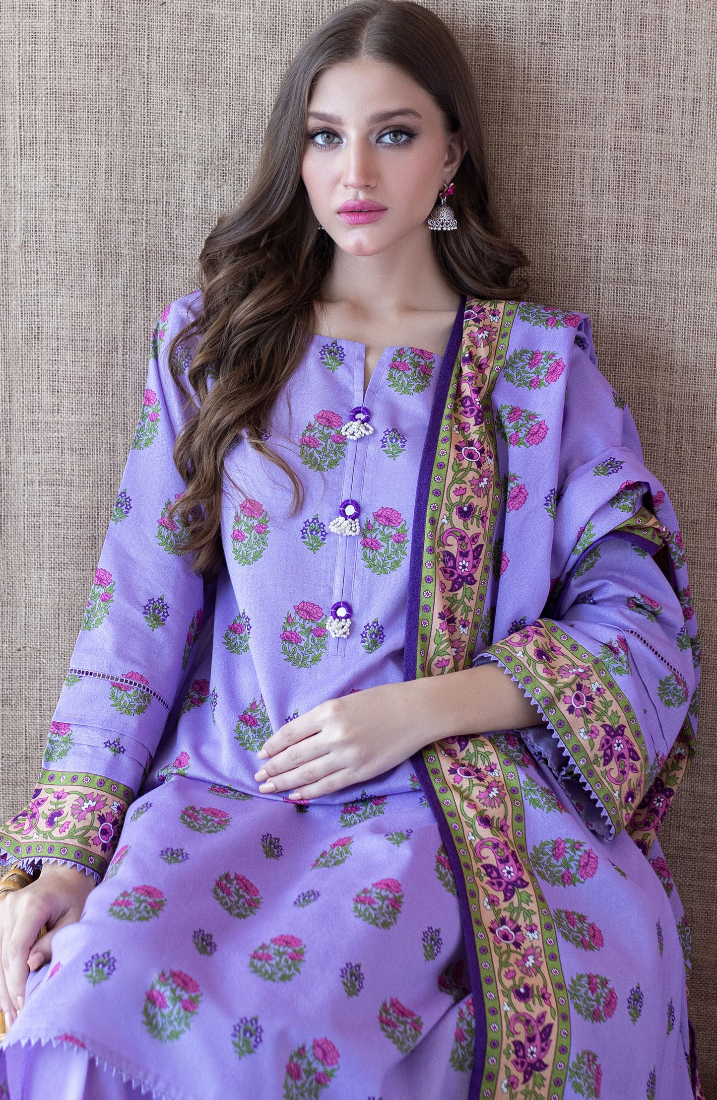 OTL-22-220/U Lilac KARANDI  UNSTITCHED SHIRT DUPATTA PANTS