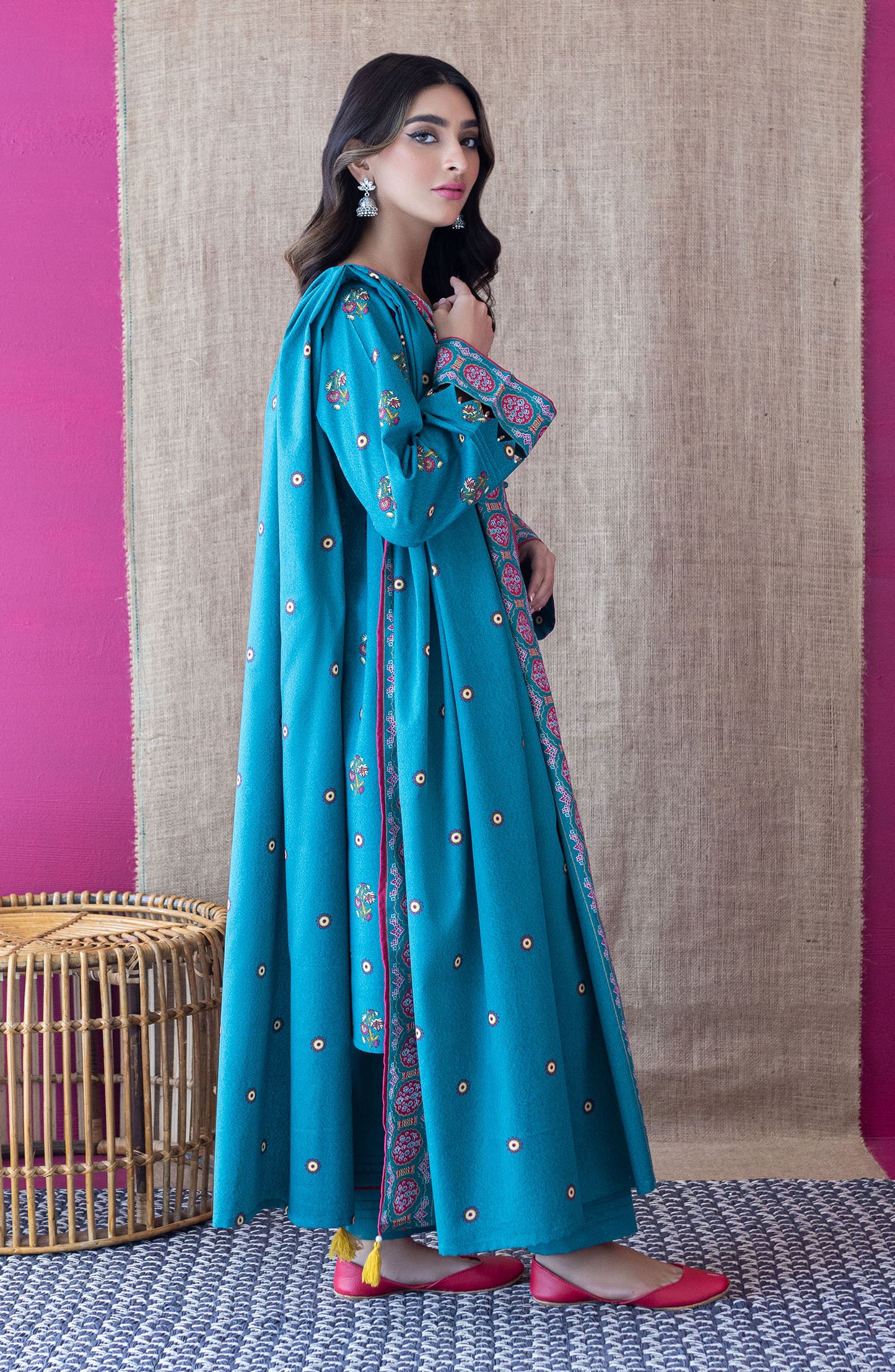 OTL-22-216/U TEAL KARANDI  UNSTITCHED SHIRT DUPATTA PANTS