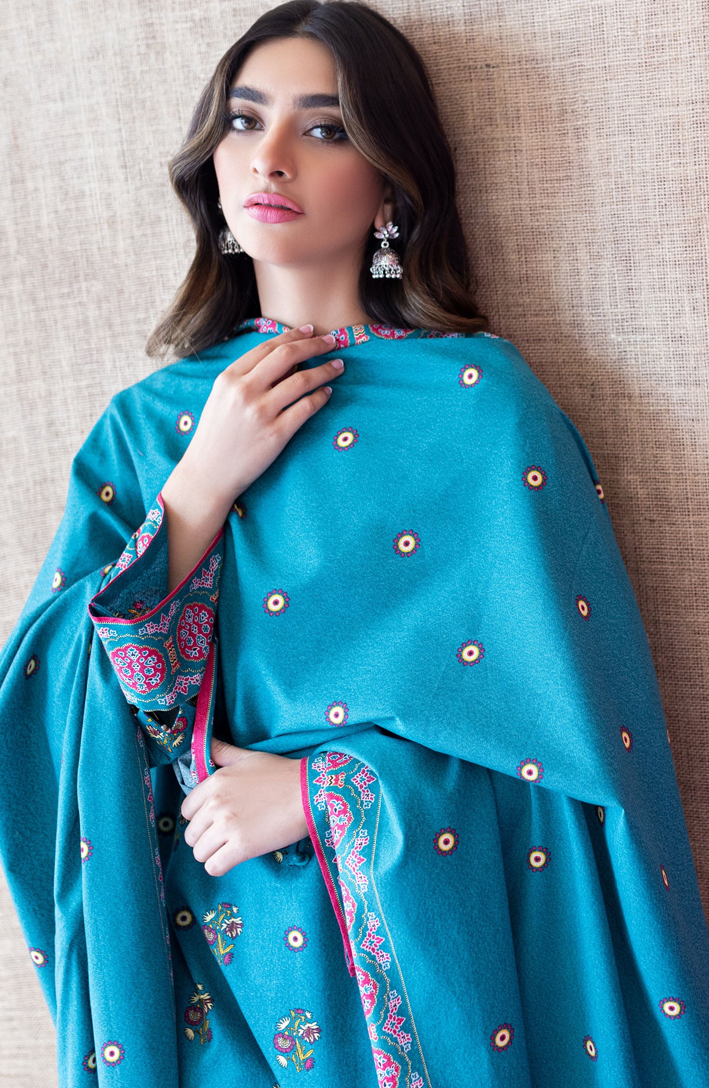 OTL-22-216/U TEAL KARANDI  UNSTITCHED SHIRT DUPATTA PANTS