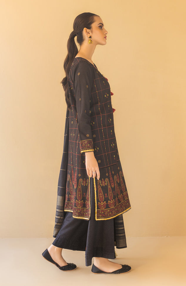 OTL-22-088/U BLACK KARANDI  UNSTITCHED SHIRT DUPATTA PANTS