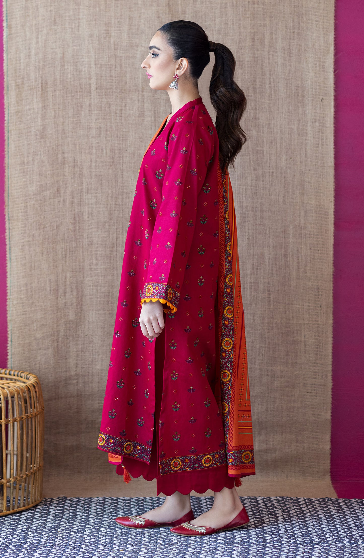 OTL-22-168/U Maroon COTTEL  UNSTITCHED SHIRT DUPATTA PANTS