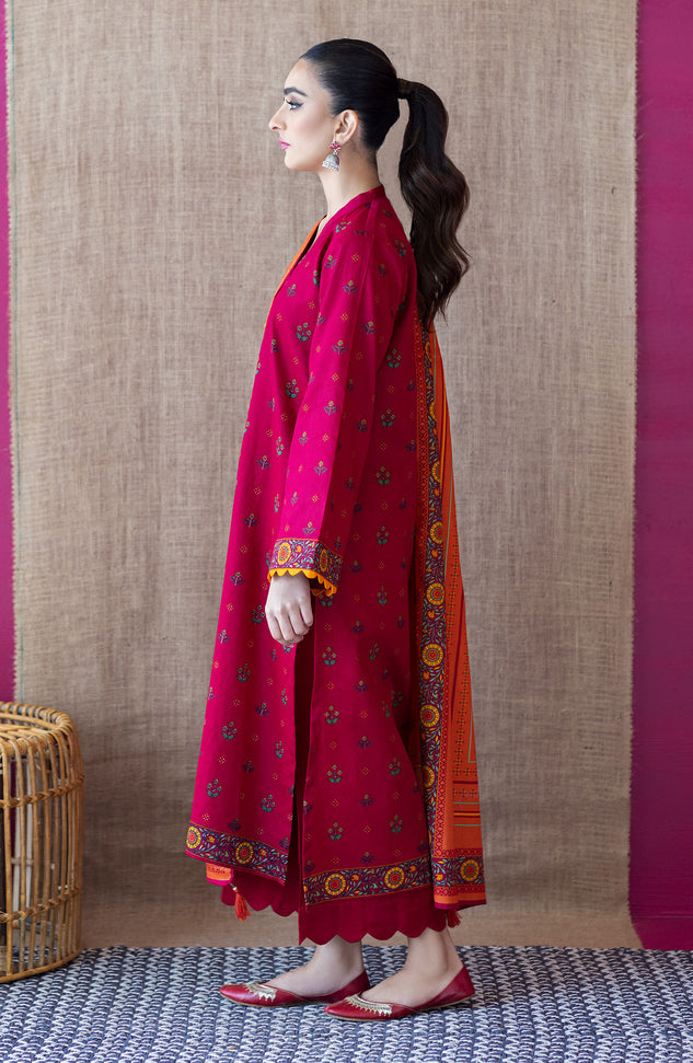 OTL-22-168/U Maroon COTTEL  UNSTITCHED SHIRT DUPATTA PANTS