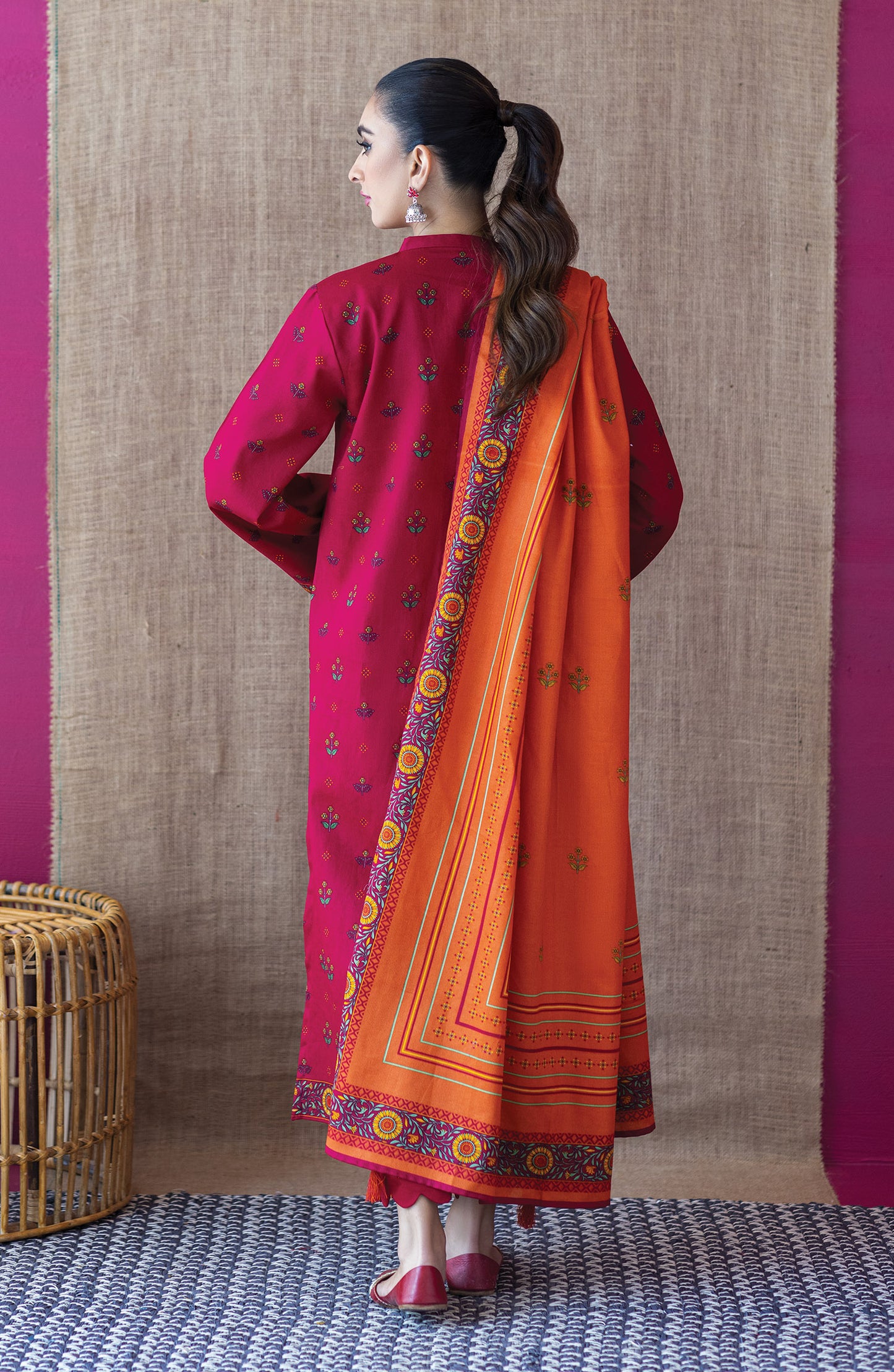 OTL-22-168/U Maroon COTTEL  UNSTITCHED SHIRT DUPATTA PANTS