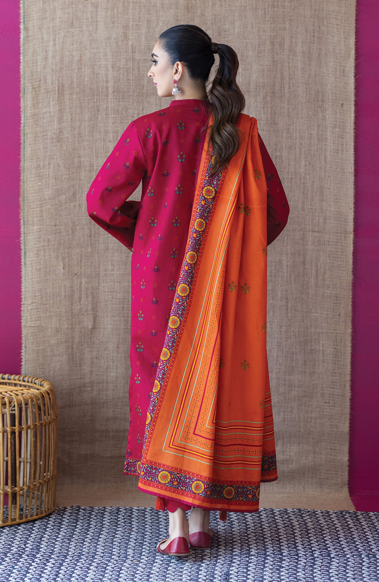 OTL-22-168/U Maroon COTTEL  UNSTITCHED SHIRT DUPATTA PANTS