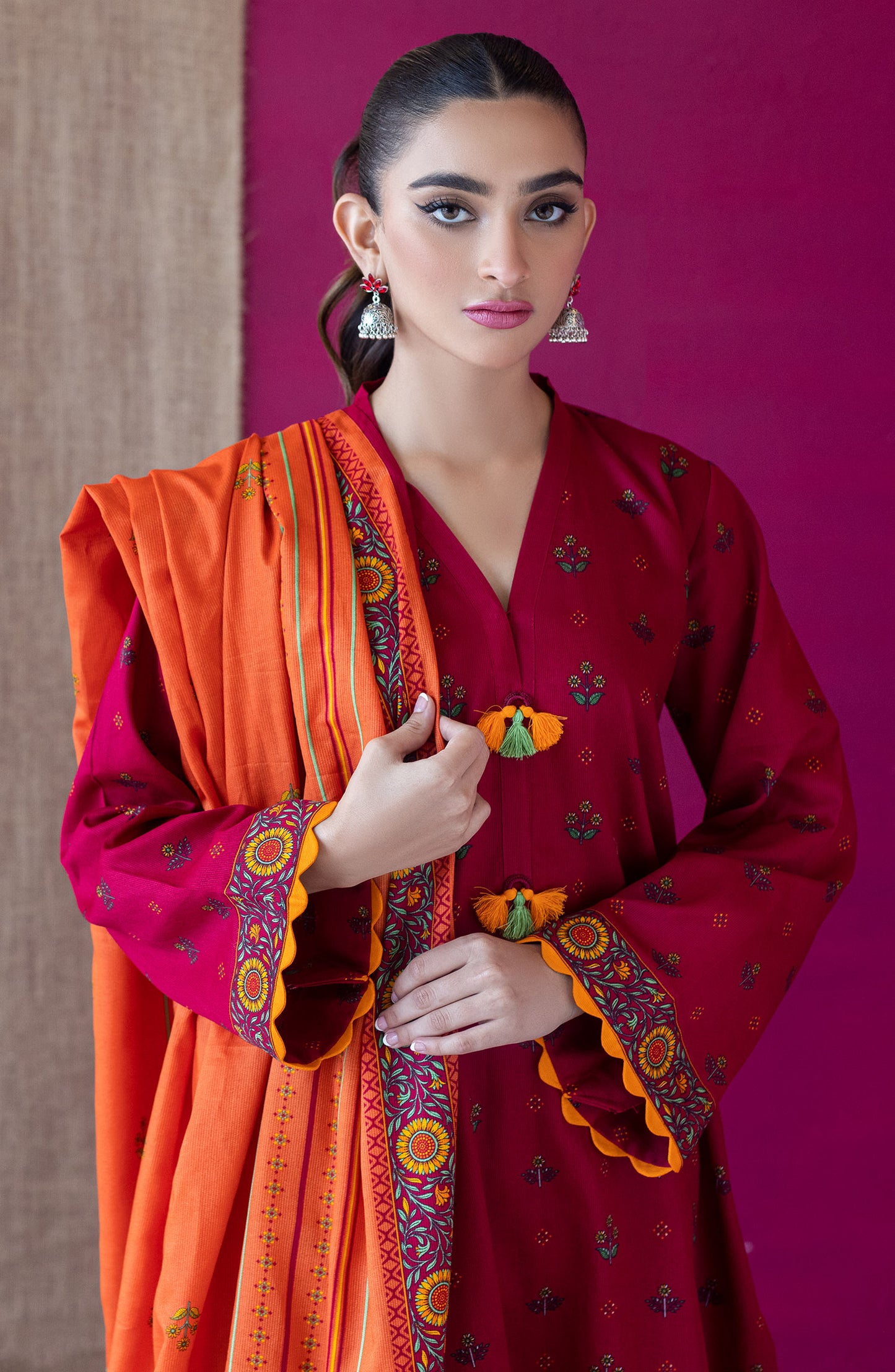 OTL-22-168/U Maroon COTTEL  UNSTITCHED SHIRT DUPATTA PANTS