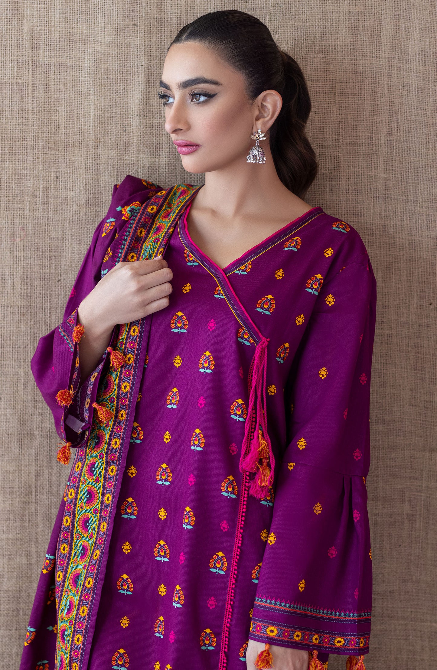 OTL-22-169/U PURPLE COTTEL  UNSTITCHED SHIRT DUPATTA PANTS