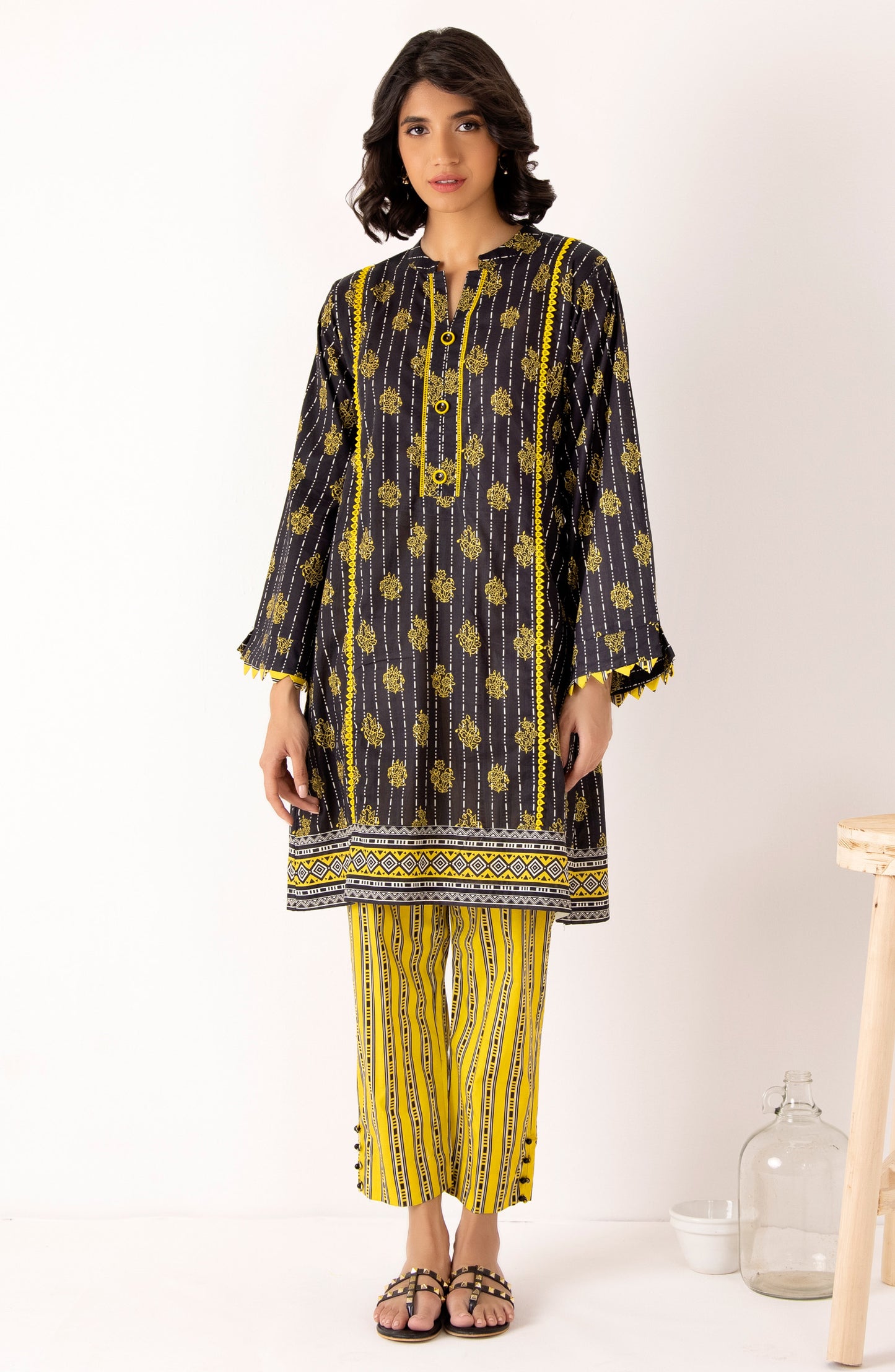 Stitched 2 Piece Printed Cambric Shirt and Cambric Pant