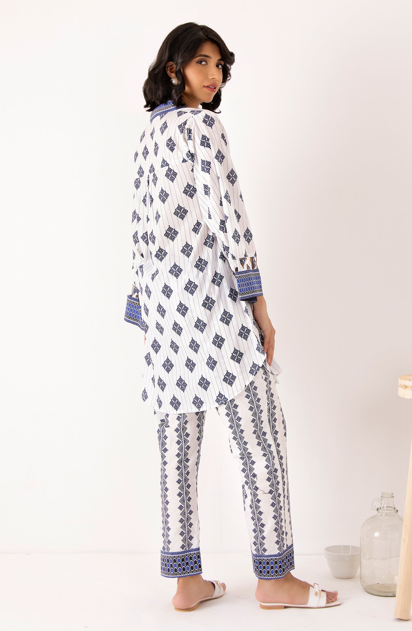 Stitched 2 Piece Printed Cambric Shirt and Cambric Pant
