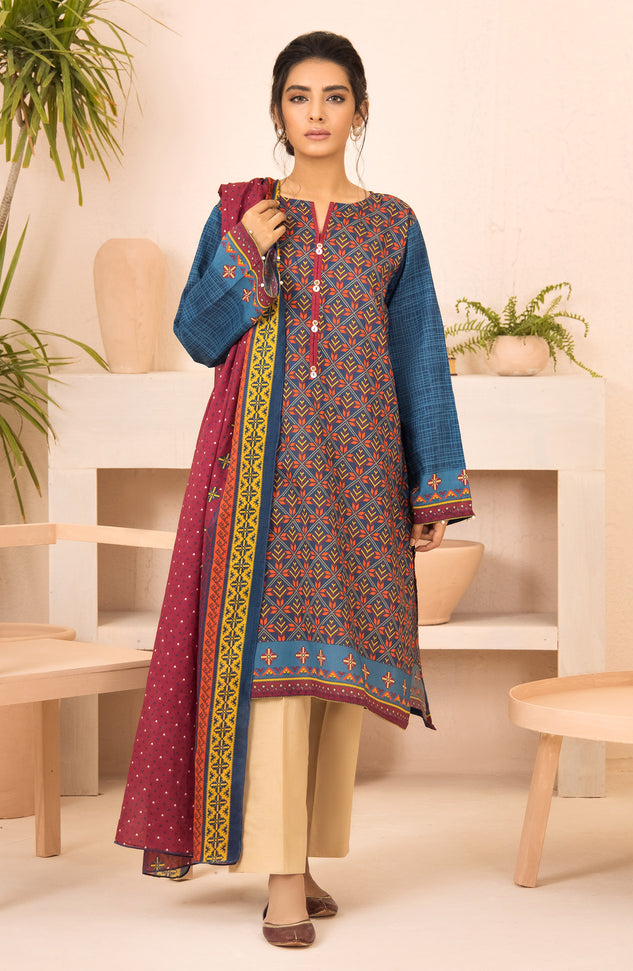Unstitched 2 Piece Printed Heavy Lawn Shirt and Lawn Dupatta