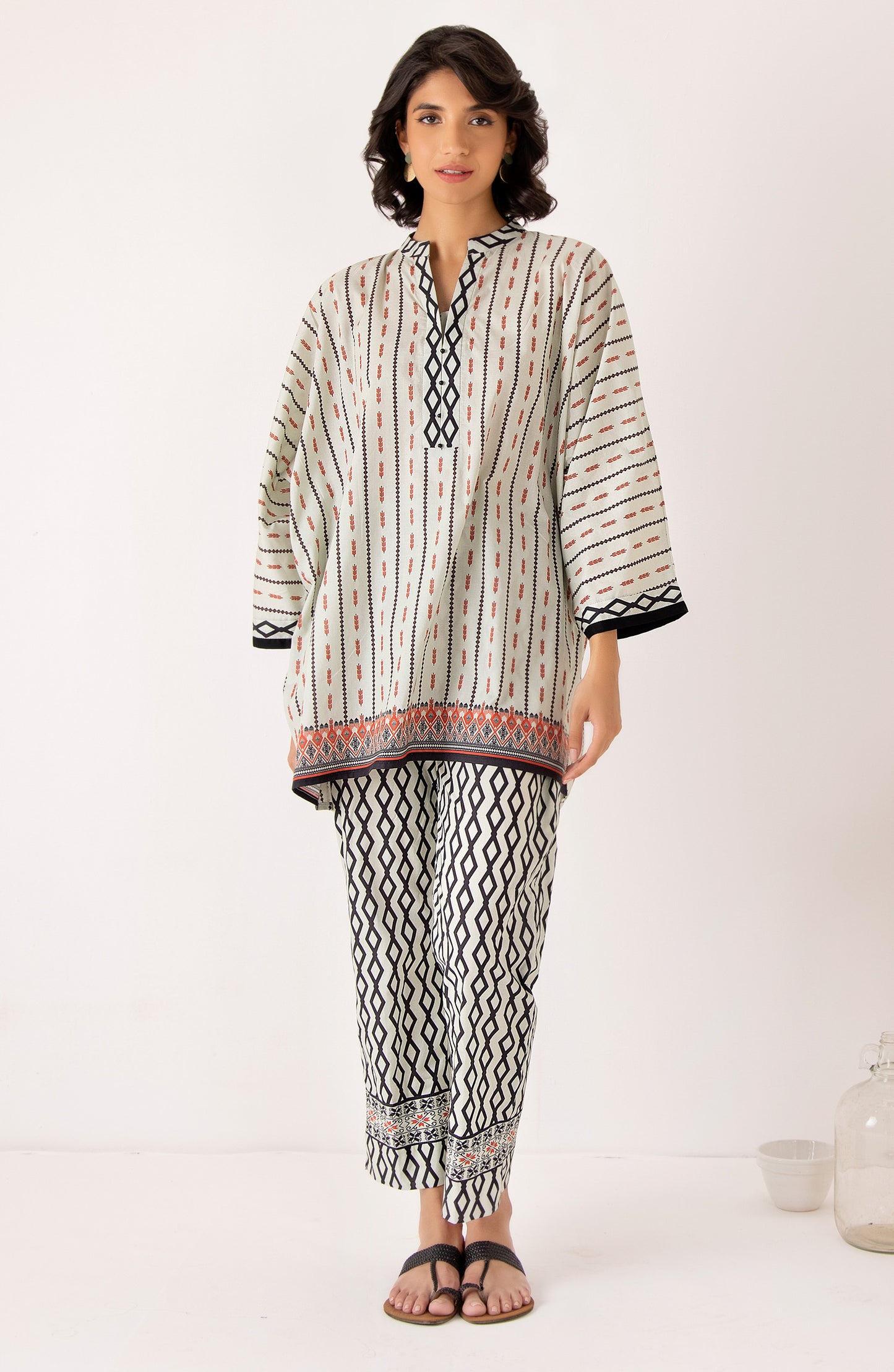 Stitched 2 Piece Printed Cambric Shirt and Cambric Pant