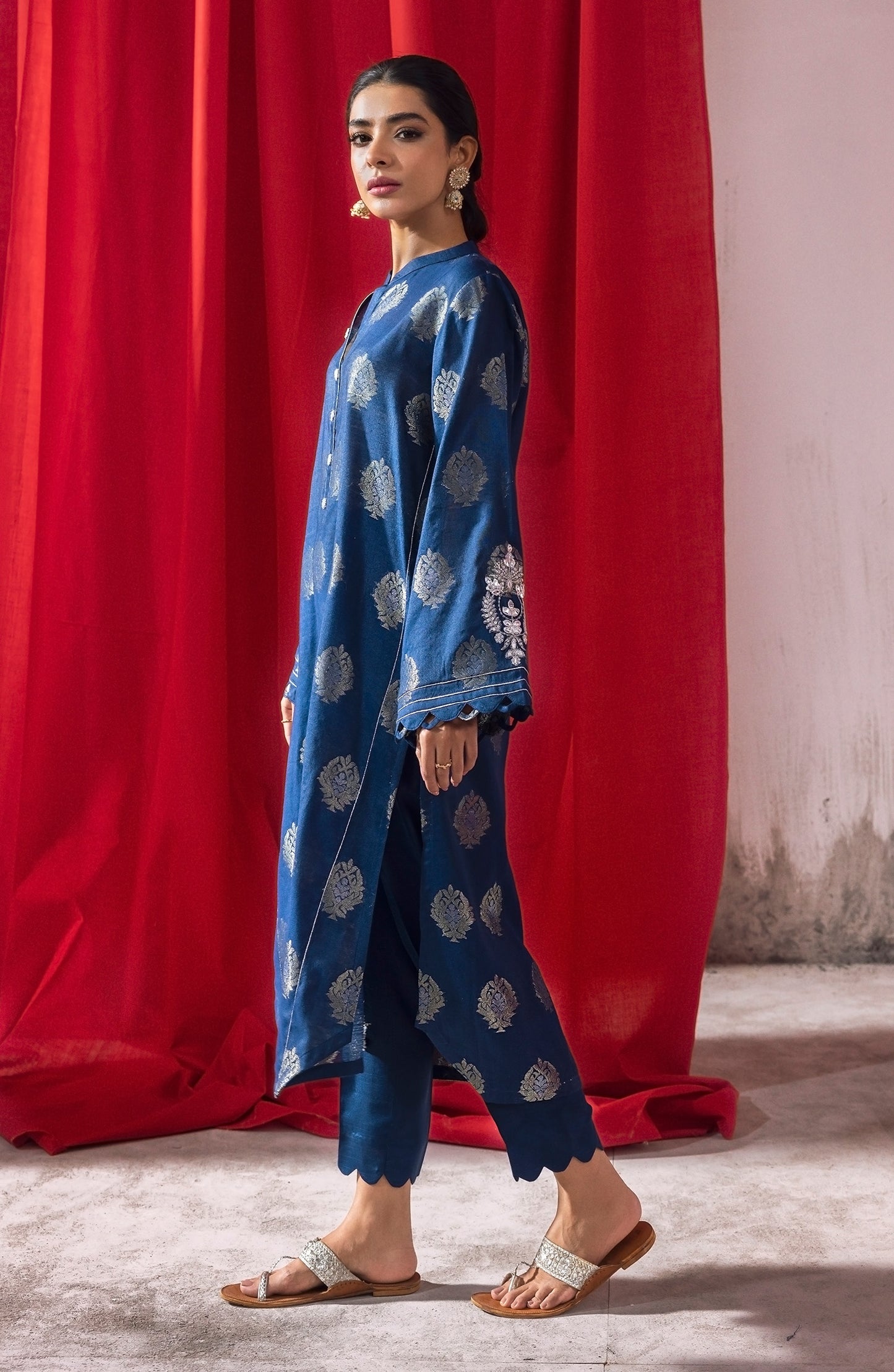 NHC-ST-23-017 BLUE JACQUARD  READY TO WEAR SHIRT PANTS