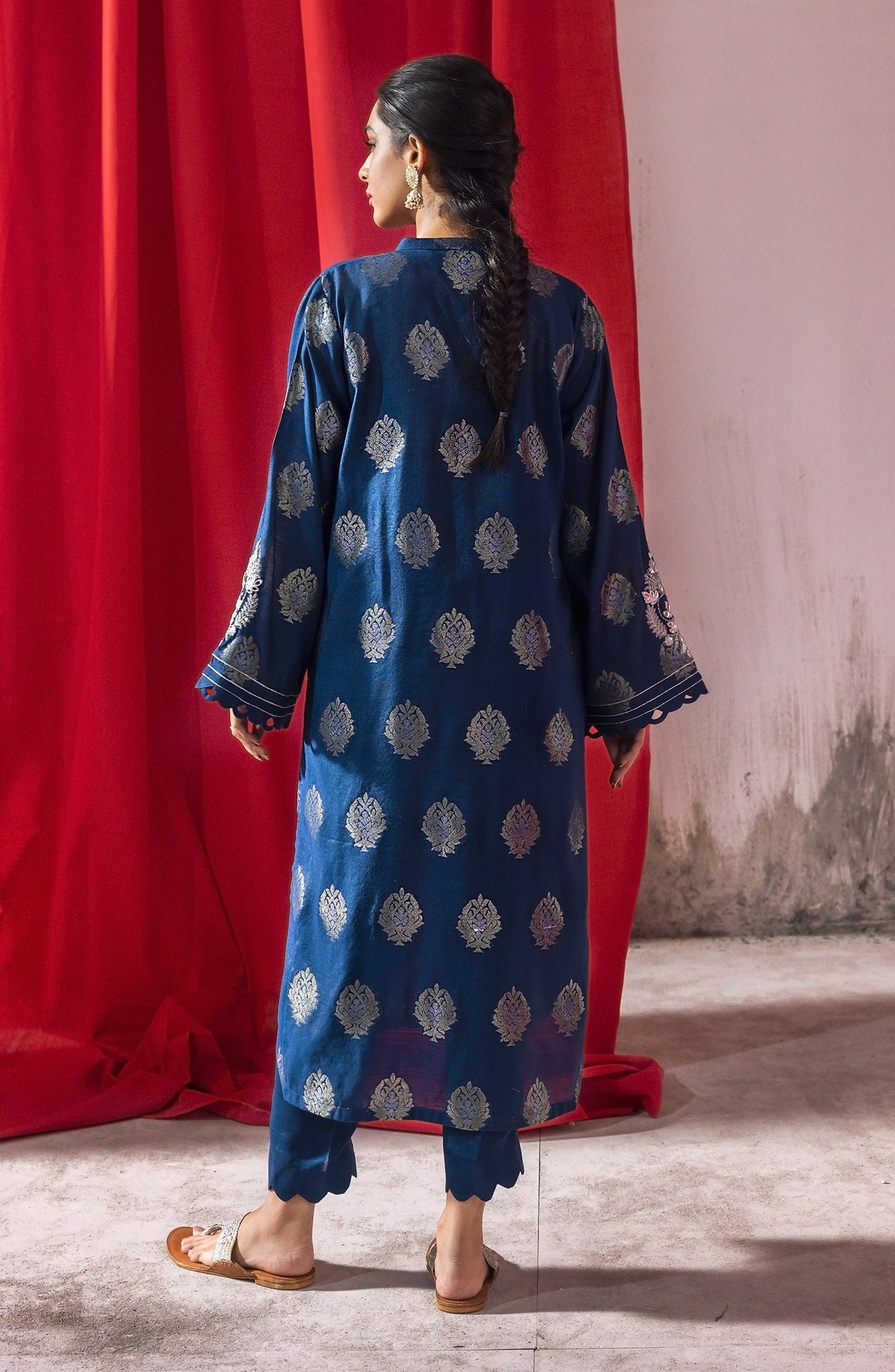 NHC-ST-23-017 BLUE JACQUARD  READY TO WEAR SHIRT PANTS