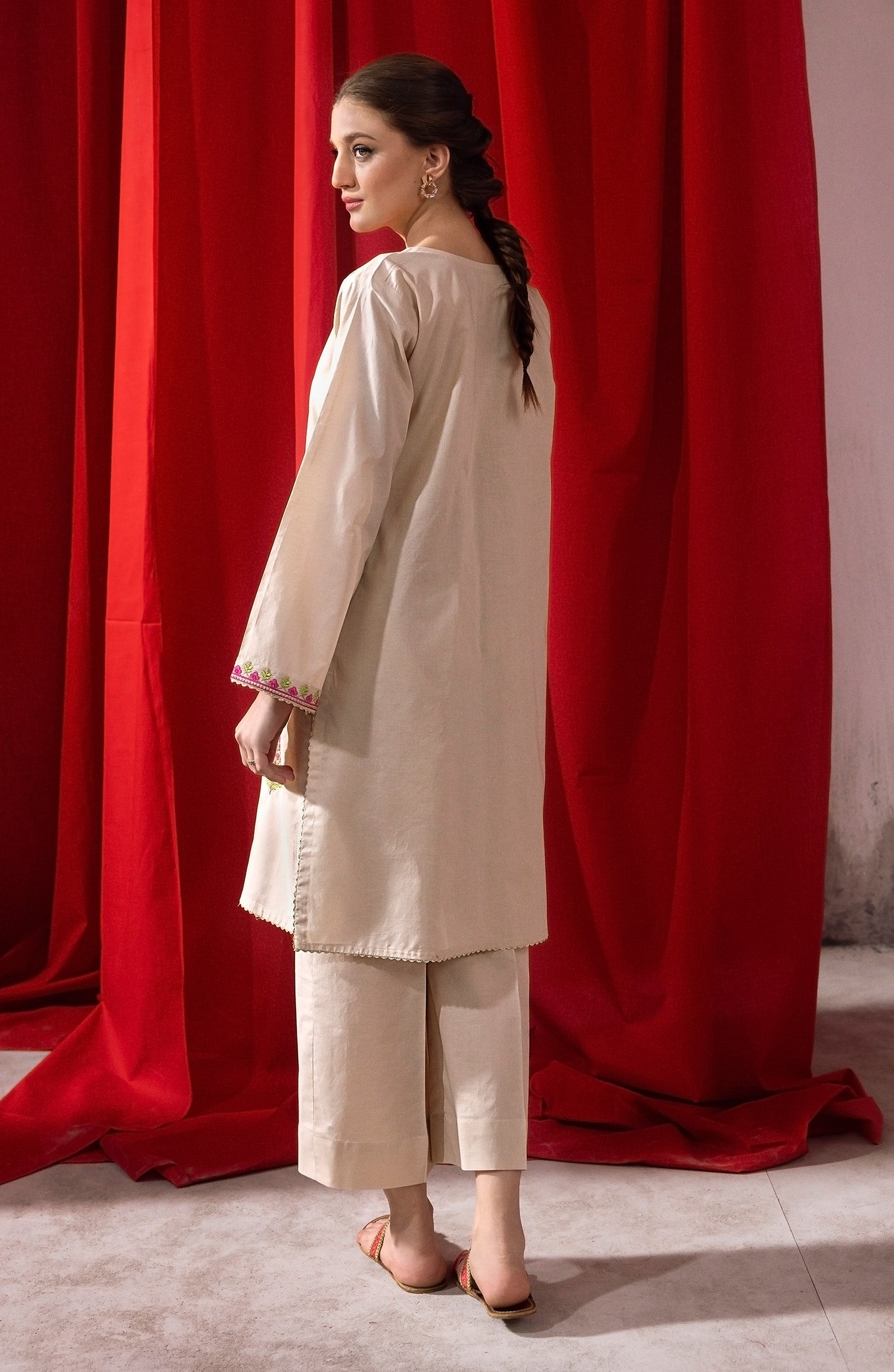 NHC-ST-23-027 BEIGE CAMBRIC  READY TO WEAR SHIRT PANTS