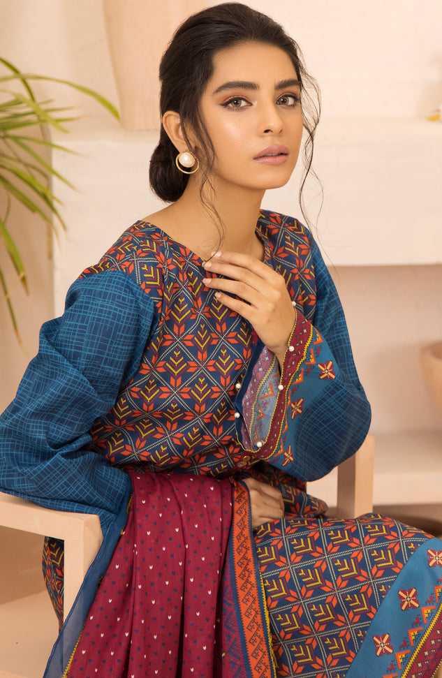 Unstitched 2 Piece Printed Heavy Lawn Shirt and Lawn Dupatta