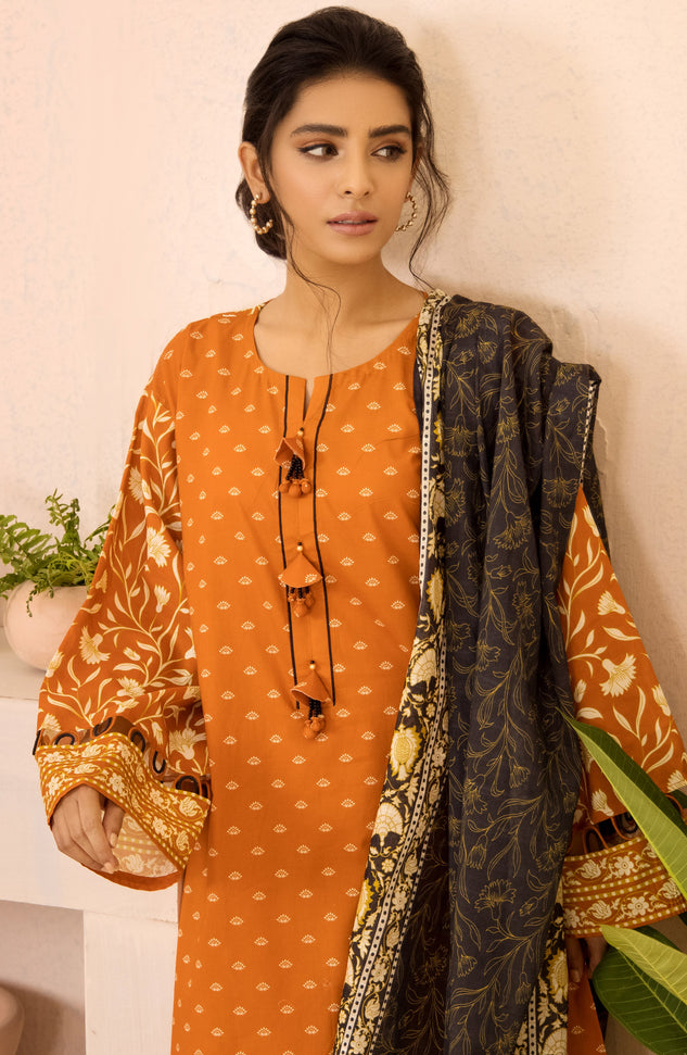 NRDS-297/U ORANGE LAWN SHIRT AND DUPATTA