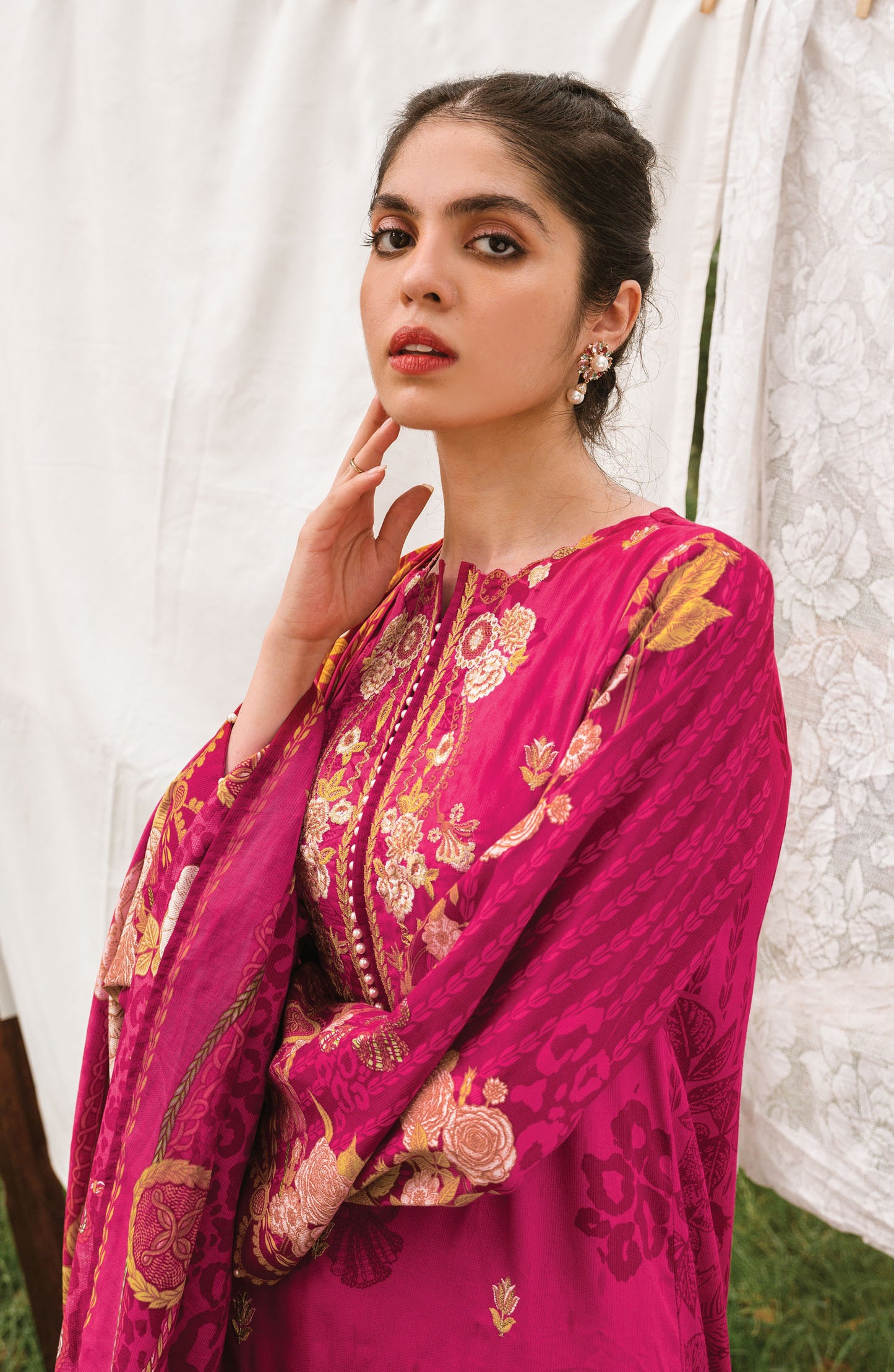 Unstitched 3 Piece Embroidered Textured Heavy Cotton Suit