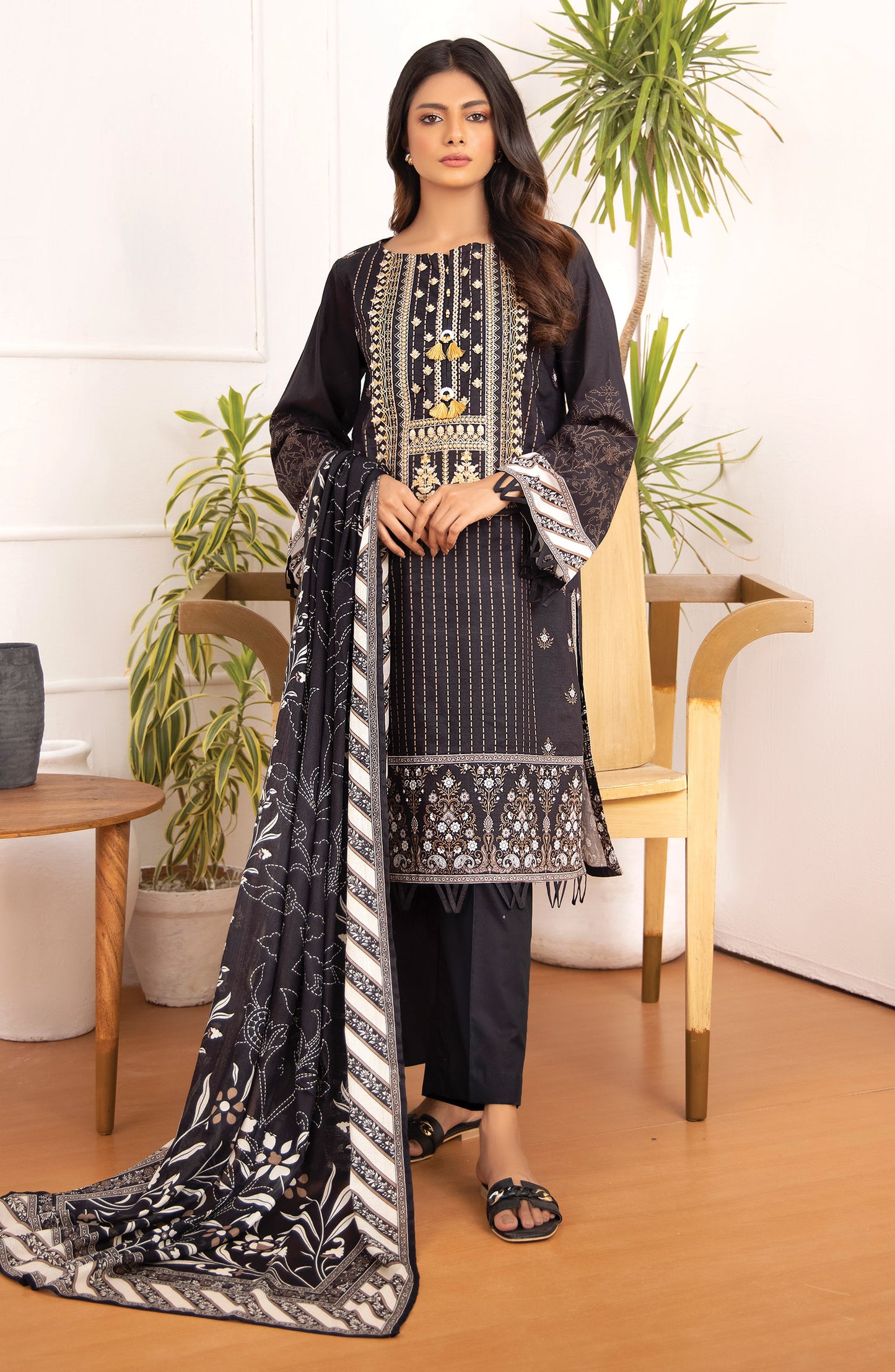 Unstitched 3 Piece Embroidered Lawn Suit