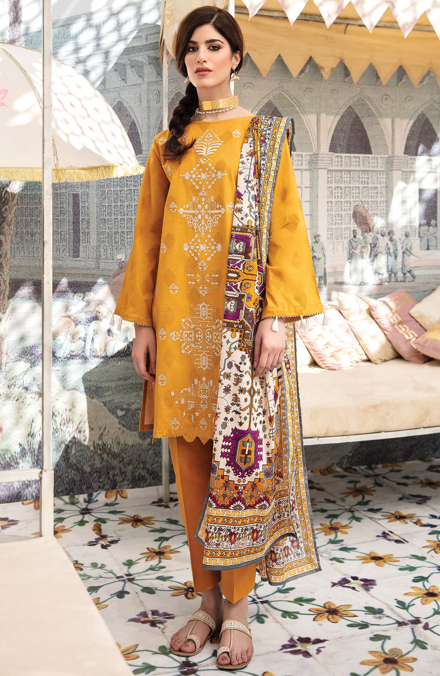 Stitched 3 Piece Embroidered Jacquard Suit
