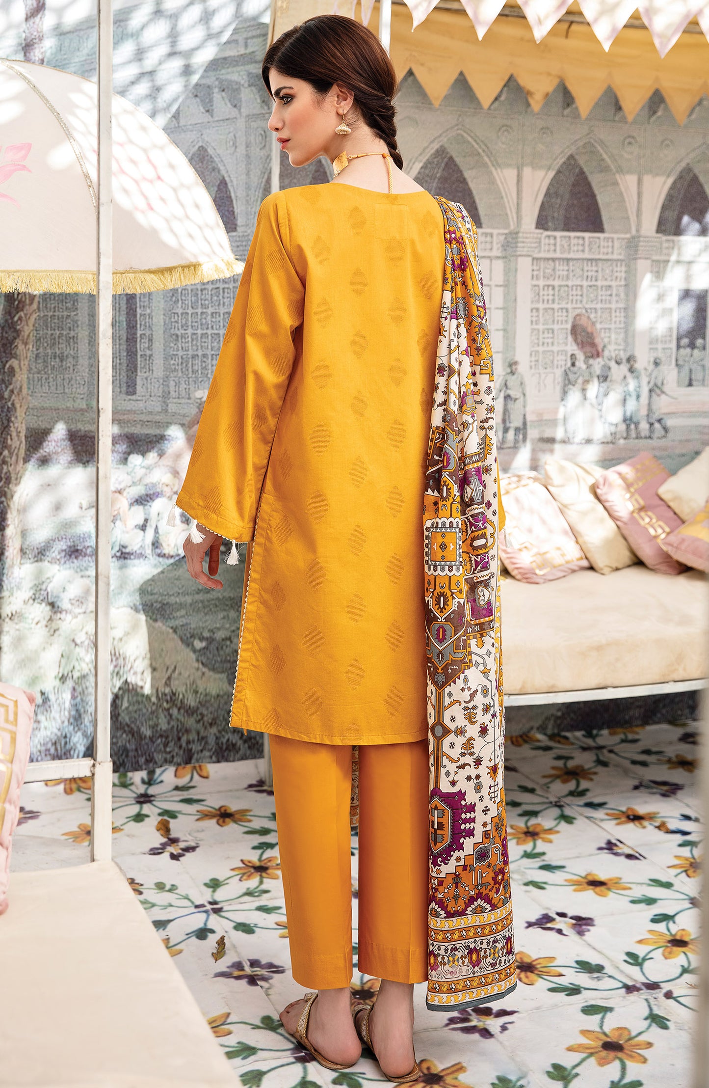 Stitched 3 Piece Embroidered Jacquard Suit