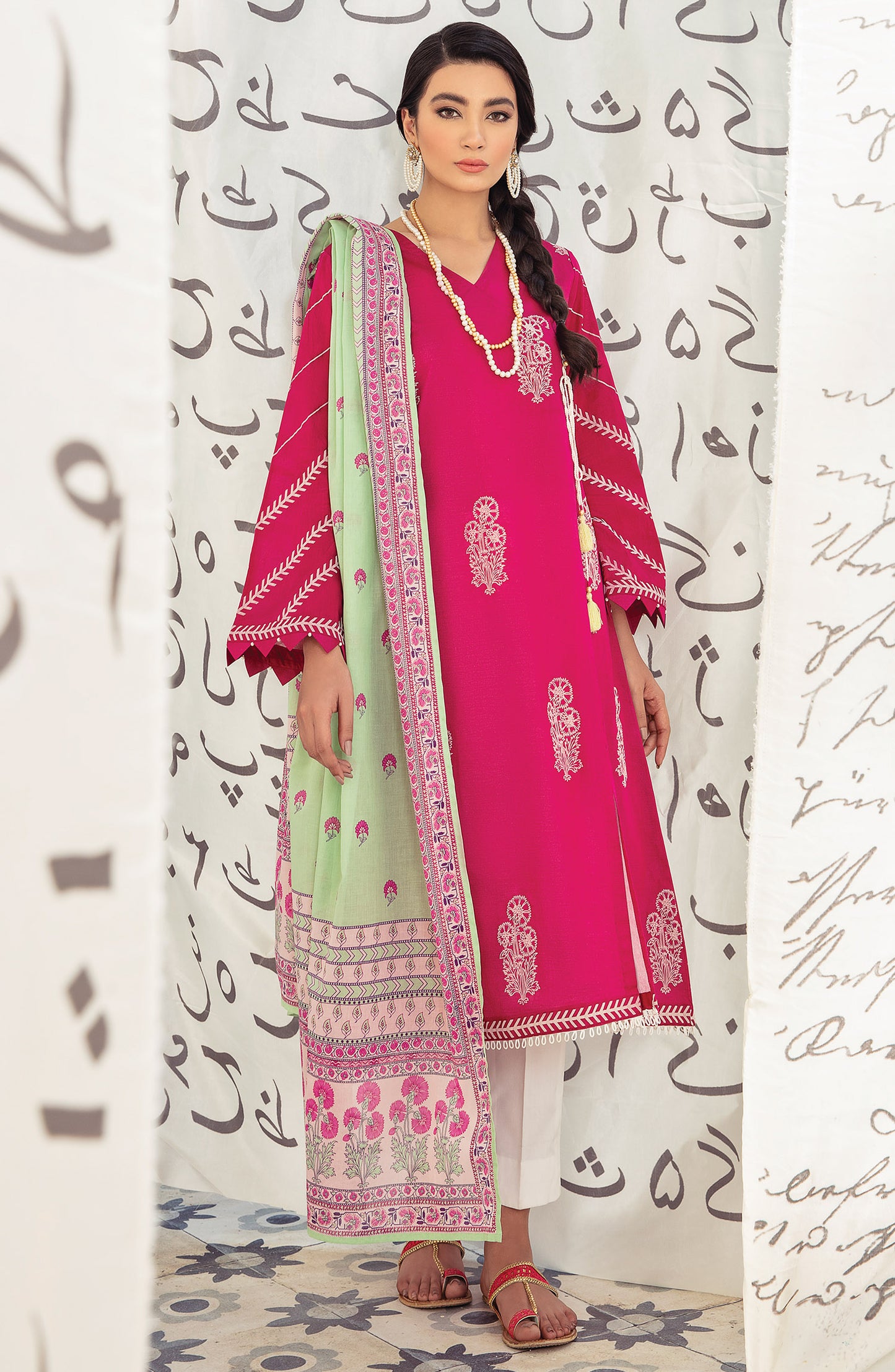 Unstitched 2 Piece Puff Printed Lawn Shirt Dupatta