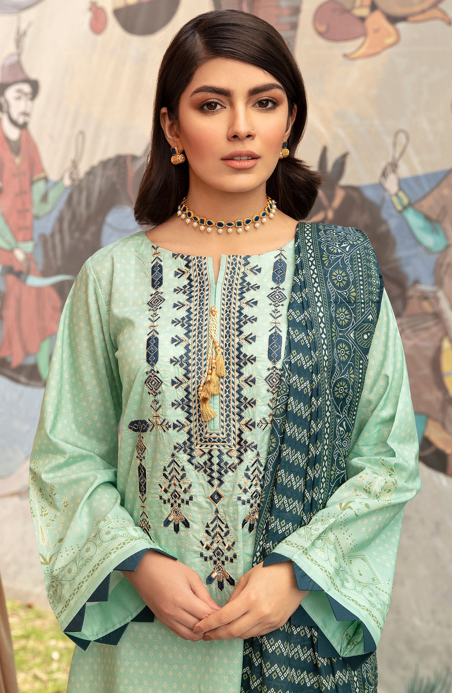 Unstitched 3 Piece Embroidered Lawn Suit
