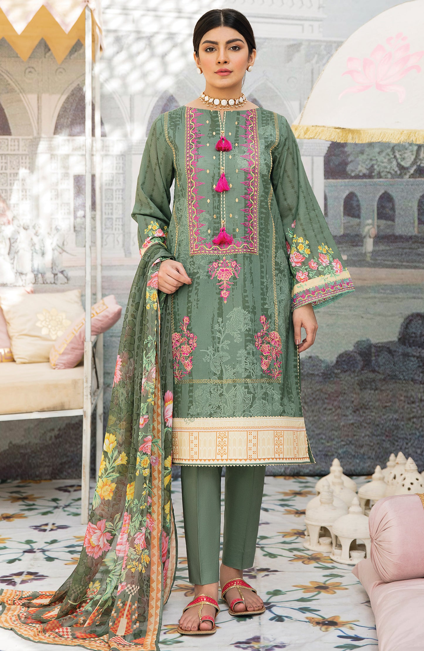 Unstitched 3 Piece Embroidered Lawn Suit